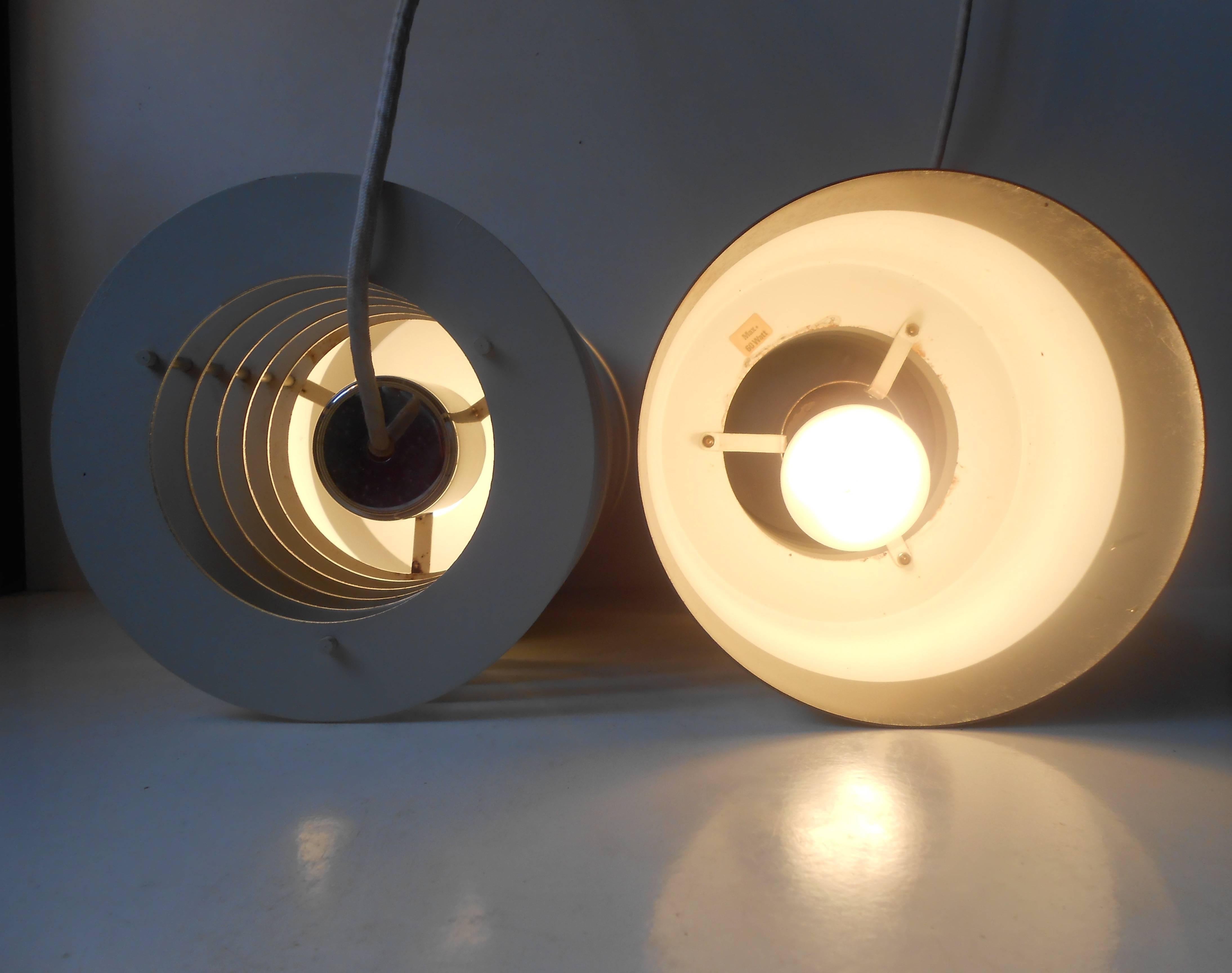 Pair of Jo Hammerborg 'Hydra 1' White Pendant Lamps for Fog & Morup, Denmark 1