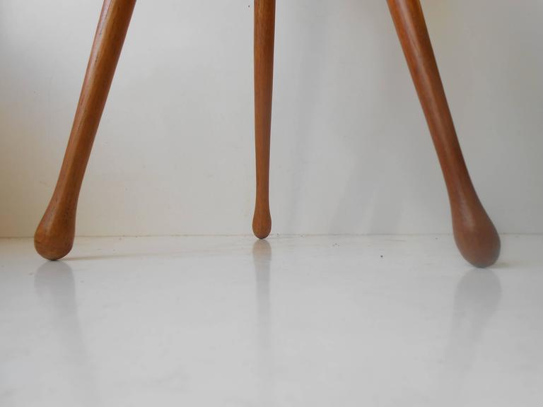 Danish 1950s Tripod Teak 'Fruit Bowl' Side Table Drumstick Legs Peder