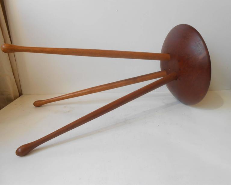 Danish 1950s Tripod Teak 'Fruit Bowl' Side Table Drumstick Legs Peder