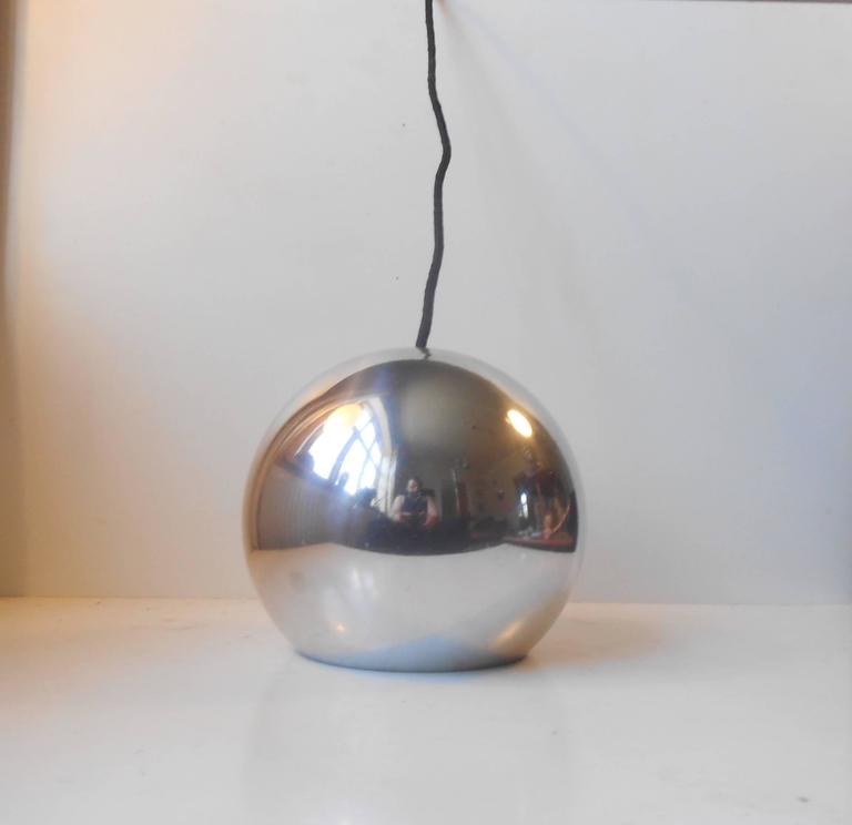 1960s 'Topan' Pendant Lamp by Verner Panton for Louis Poulsen Rare Mirror  Chrome For Sale at 1stDibs