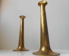 Stunning Pair of Torben Ørskov Brass Candlesticks 'Trumpet' Danish Modern