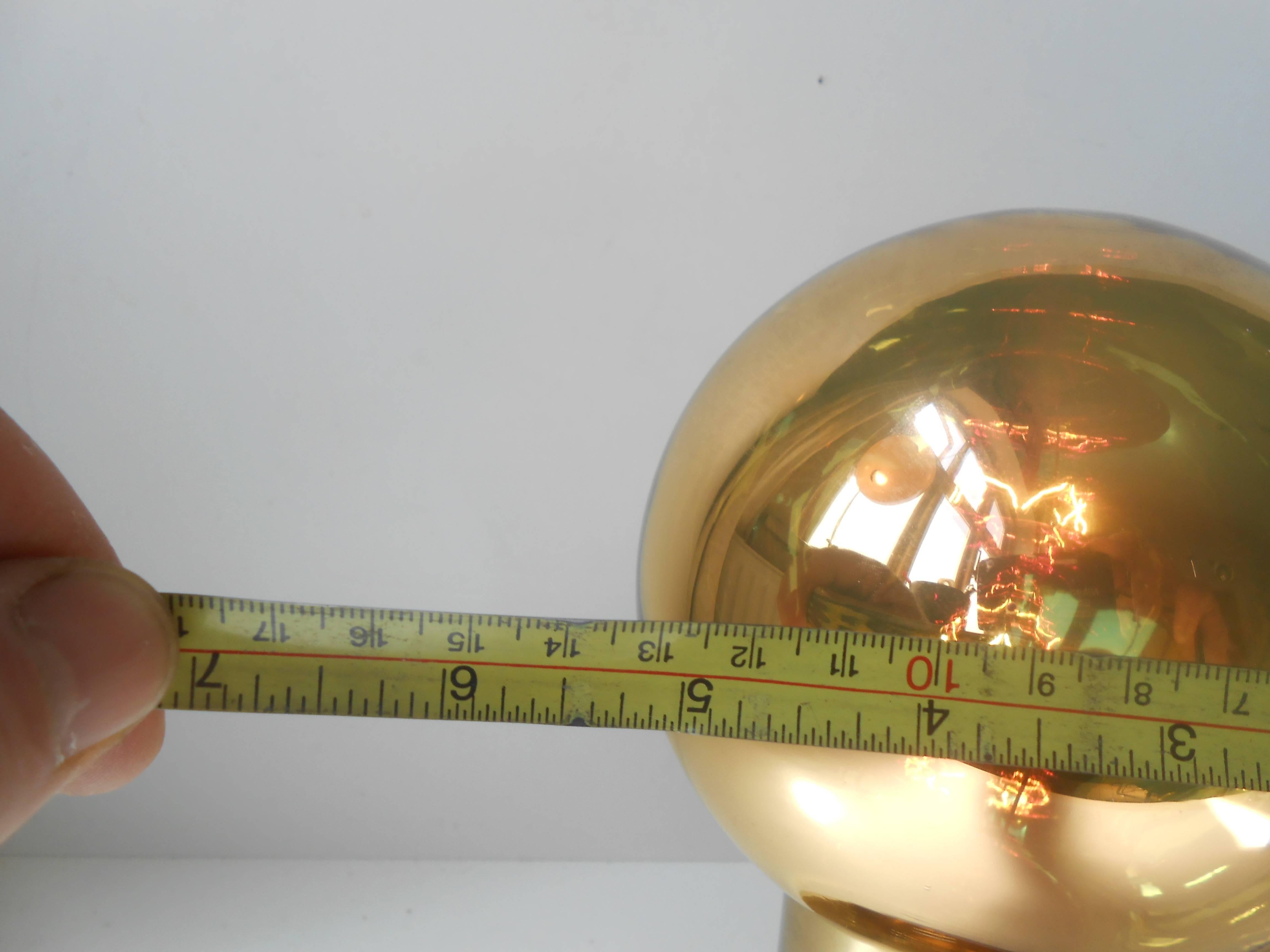 Late 20th Century Danish Spy-Ball Brass Table Lamp from Frimann with Goldstar 126 Everlasting Bulb