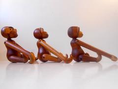 Vintage Monkeys with Matching Patina by Kay Bojesen, Denmark, circa 1960-1970