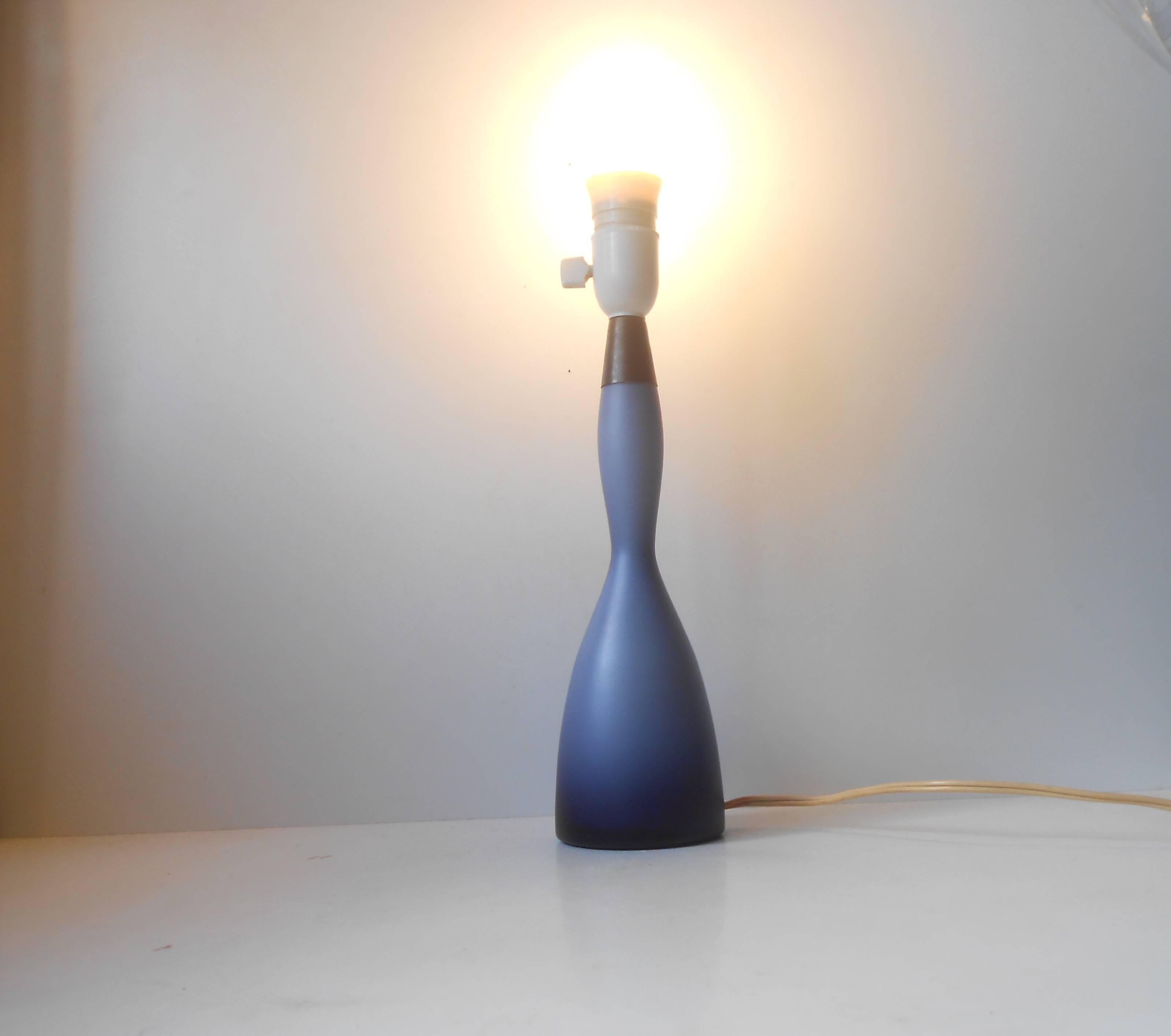 Rare 'Nightblue' Cased Glass Table Lamp by Bent Nordsted for Holmegaard/Kastrup In Excellent Condition In Esbjerg, DK