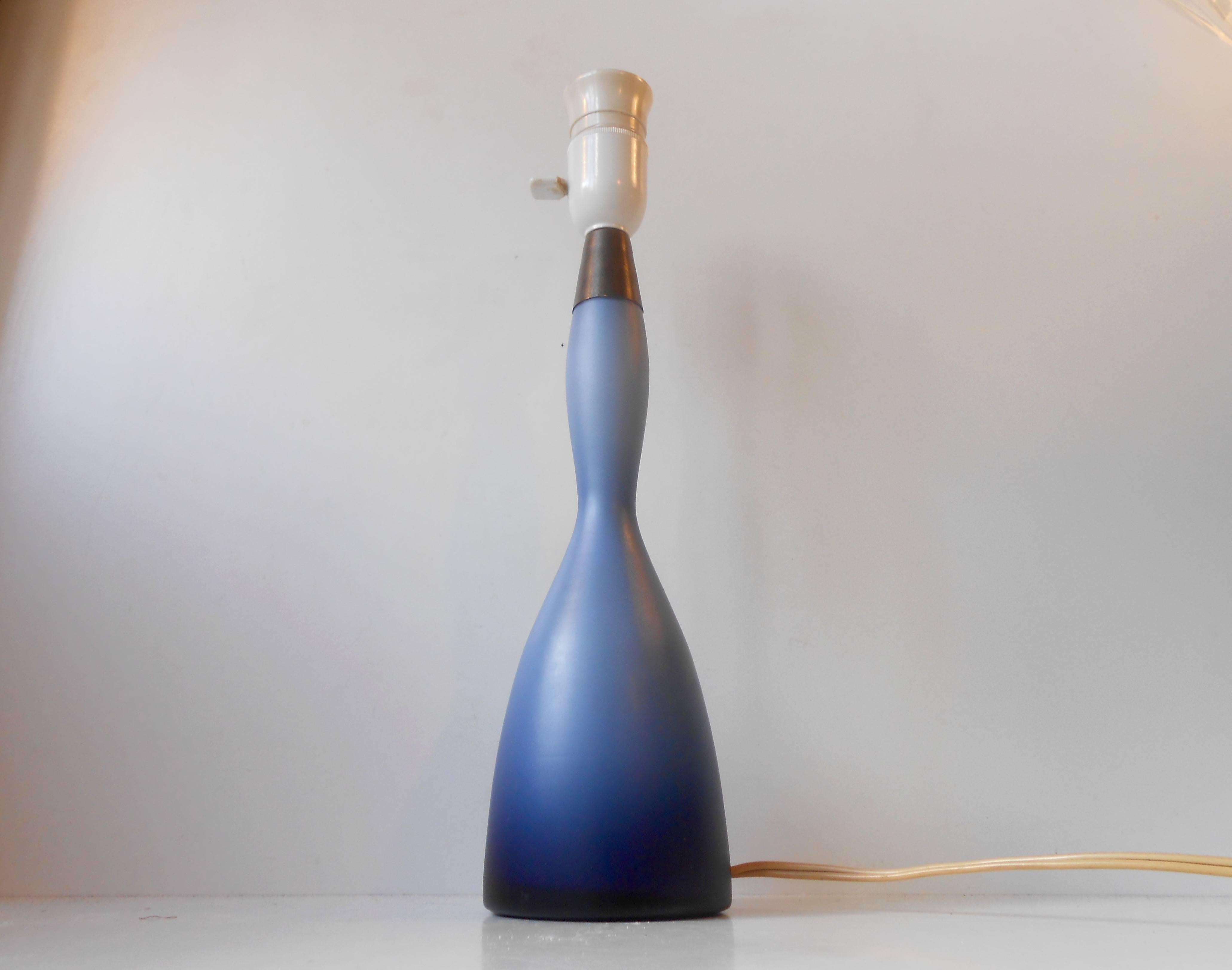 Mid-20th Century Rare 'Nightblue' Cased Glass Table Lamp by Bent Nordsted for Holmegaard/Kastrup