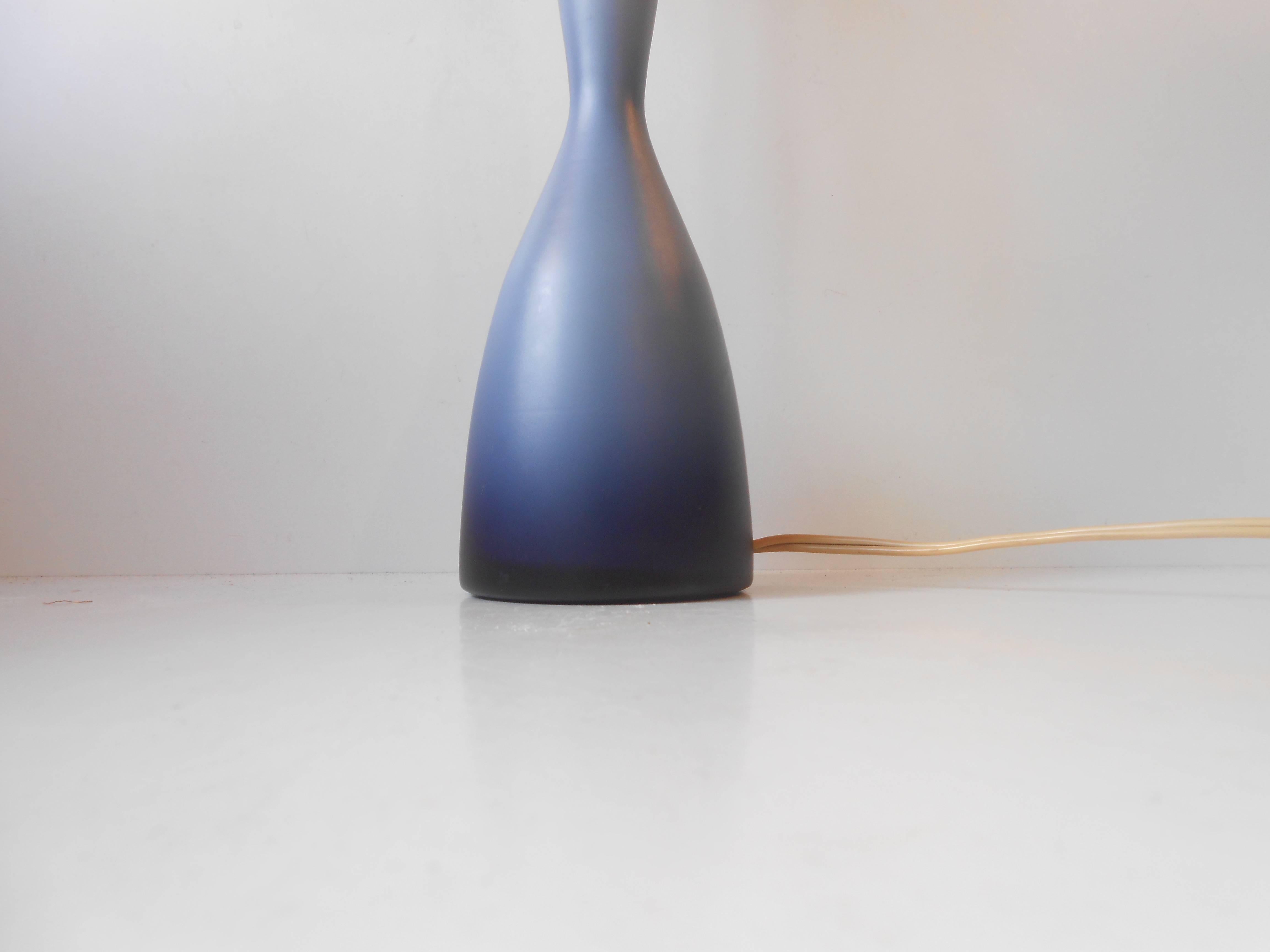Danish Rare 'Nightblue' Cased Glass Table Lamp by Bent Nordsted for Holmegaard/Kastrup