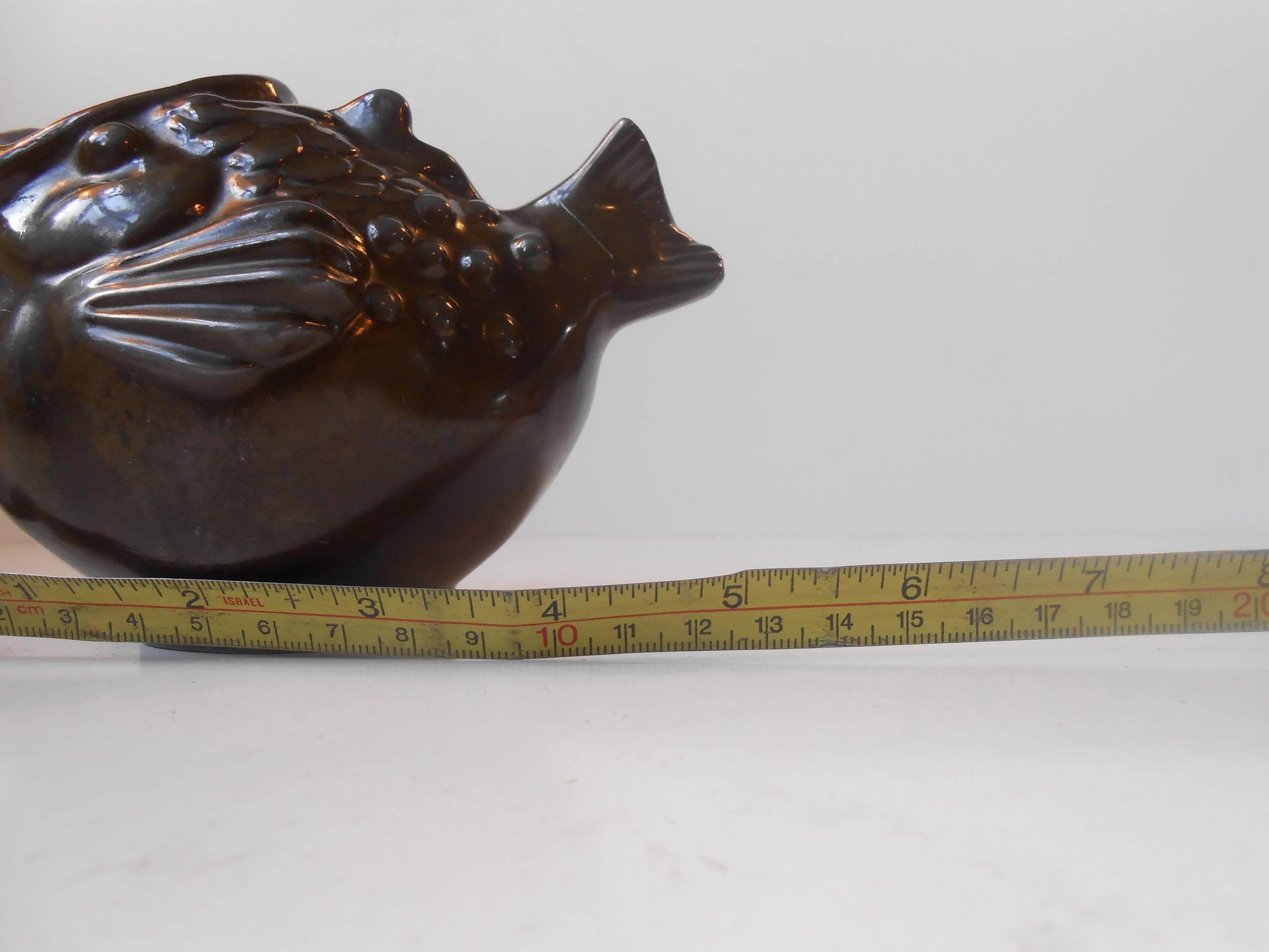 Chubby Patinated Disko Metal Fish Vase by Just Andersen, Denmark, 1930s 1