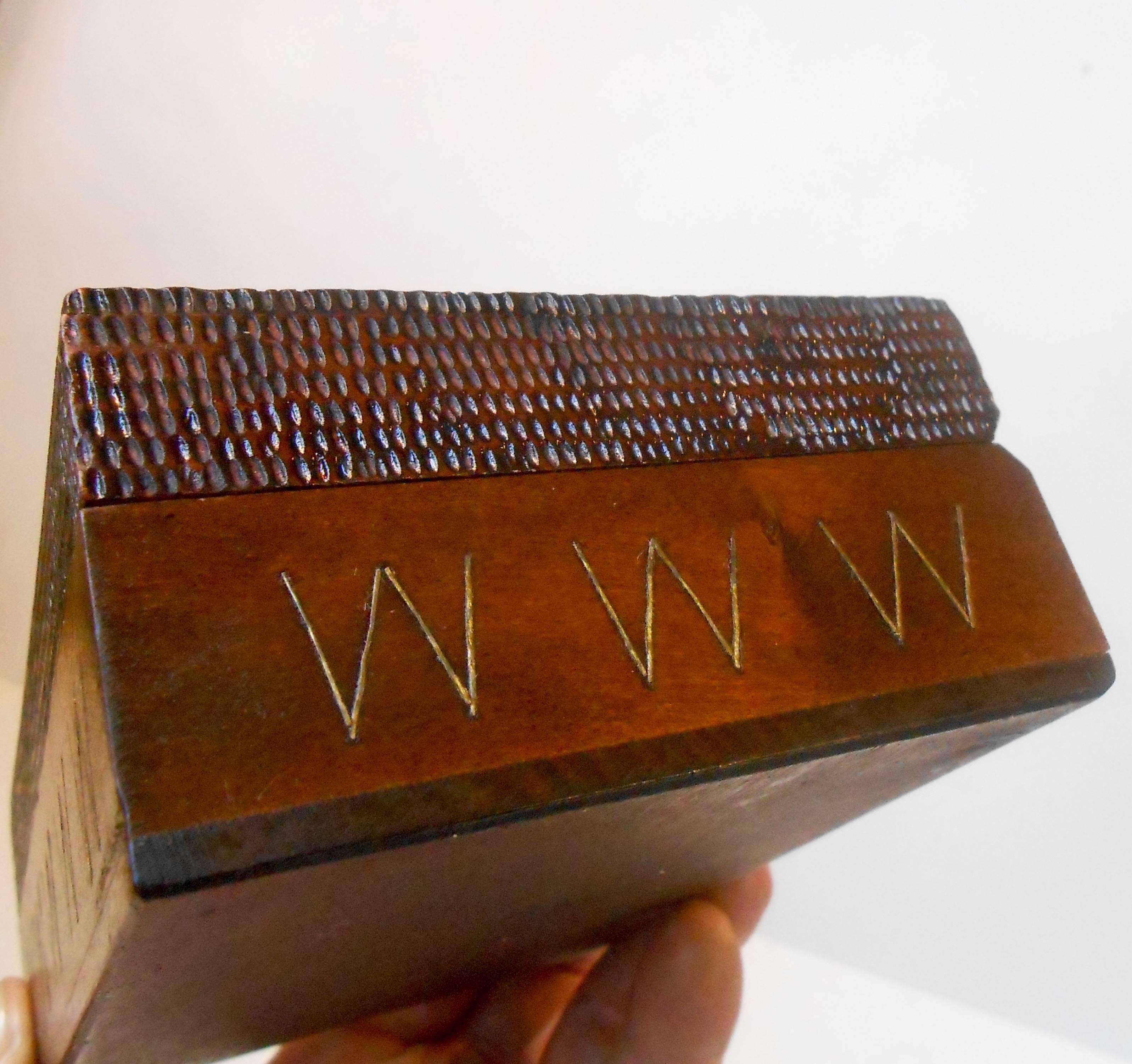 Inlay Hand-Carved Polish Volk Art Box with Mermaid Motif and Brass Intarsia Warsaw