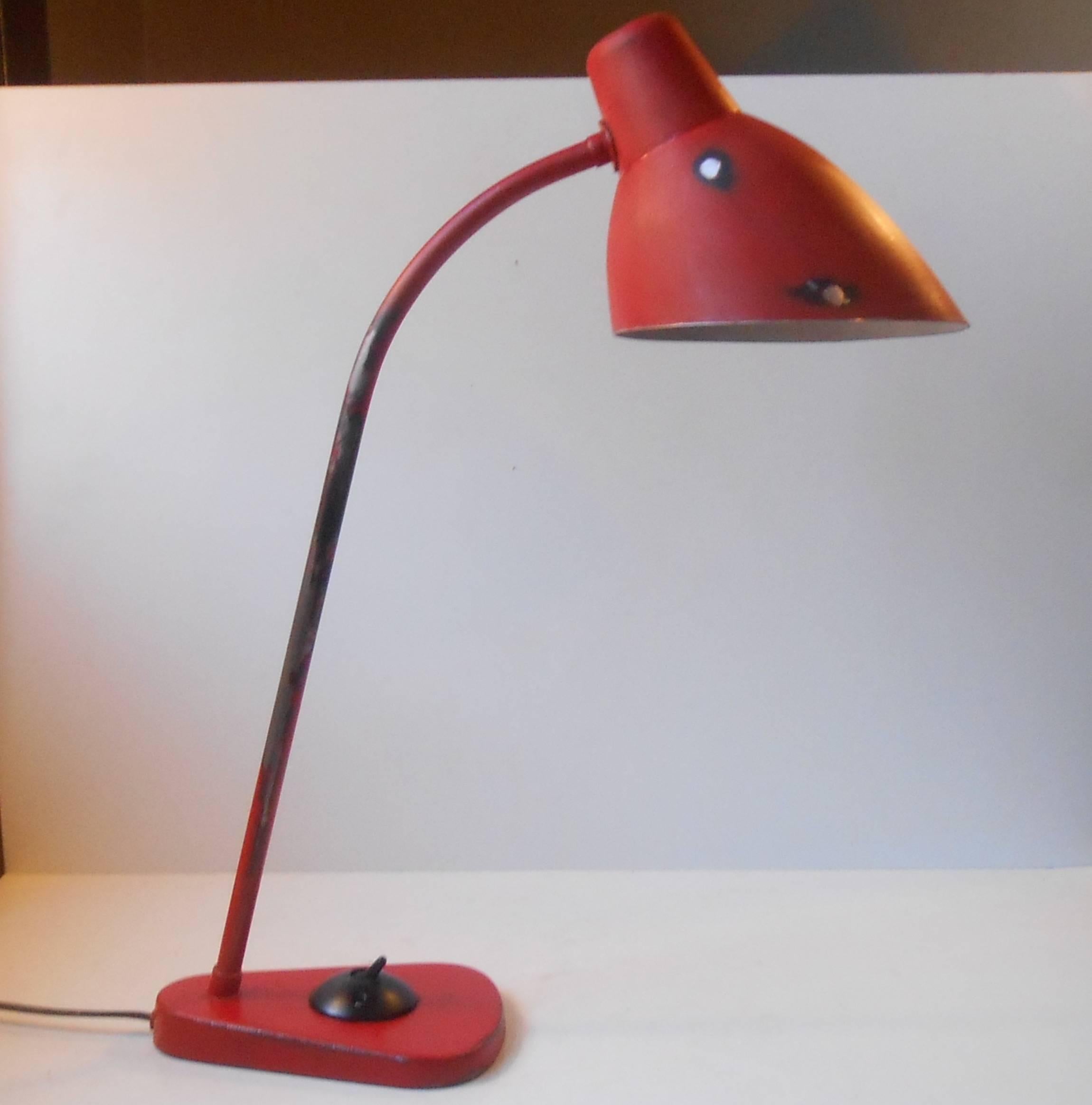 Steel Vilhelm Lauritzen 'Dsb Konduktør' Desk Lamp in Original Condition, Louis Poulsen