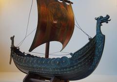 Vintage Handmade Bronze Viking Ship by Edward Aagaard for Copenhagen Iron Art