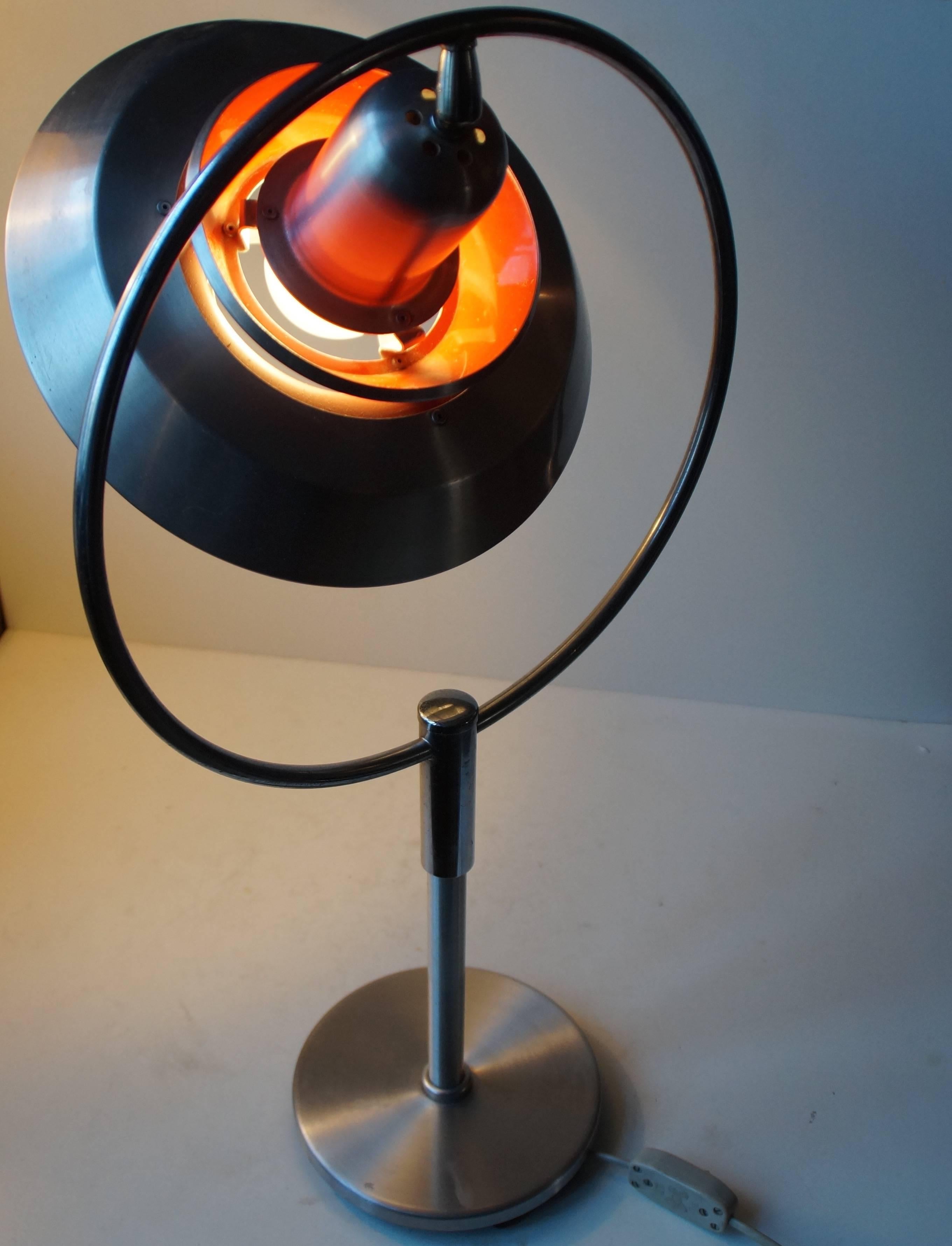 Brushed Rare Mid-Century Orbit Table Lamp by Carl Thore for Granhaga, Sweden, 1960s