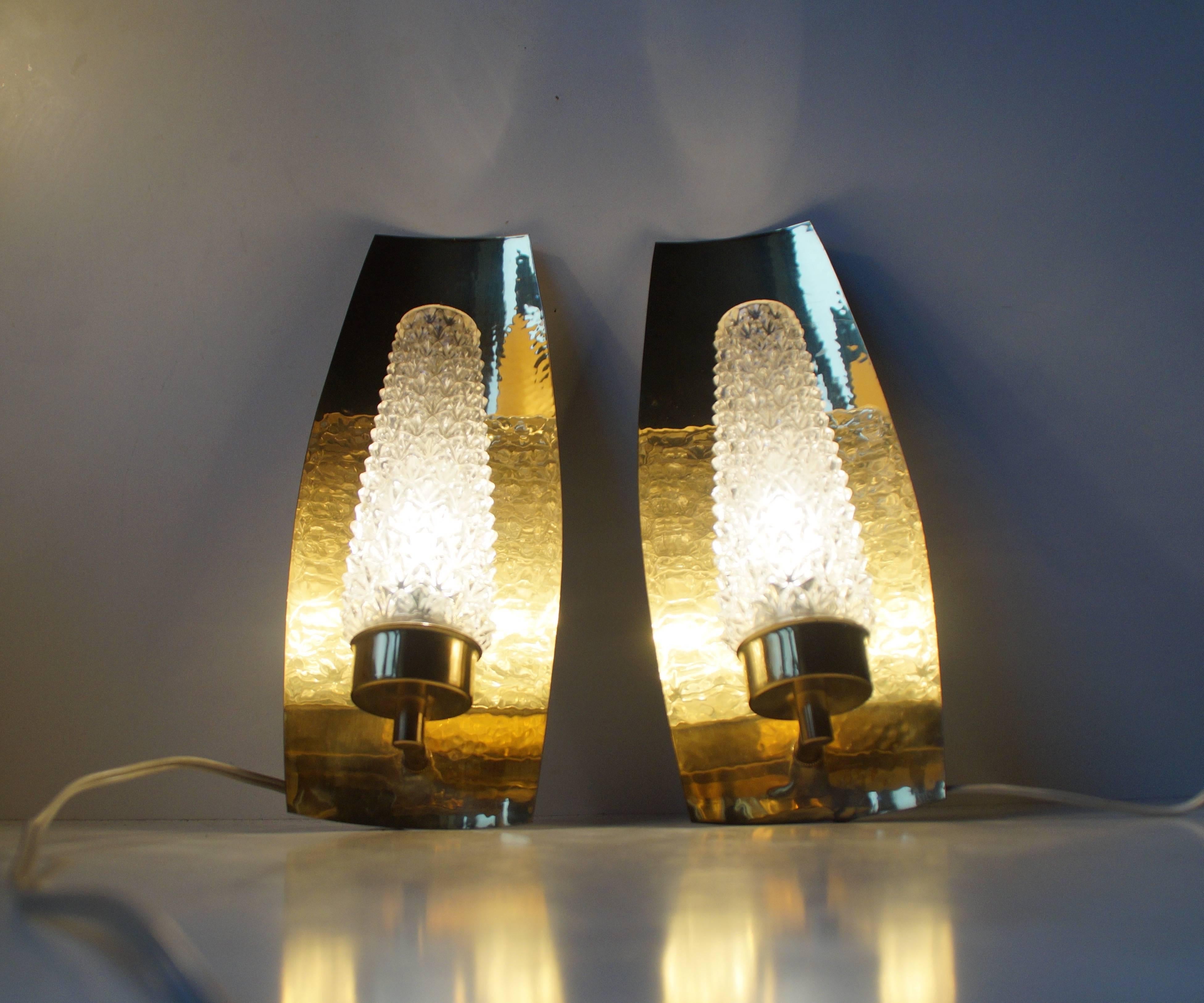 Pair of Mid-Century Brass and Crystal Sconces by HAGS, Austria, Vienna, 1950s 1