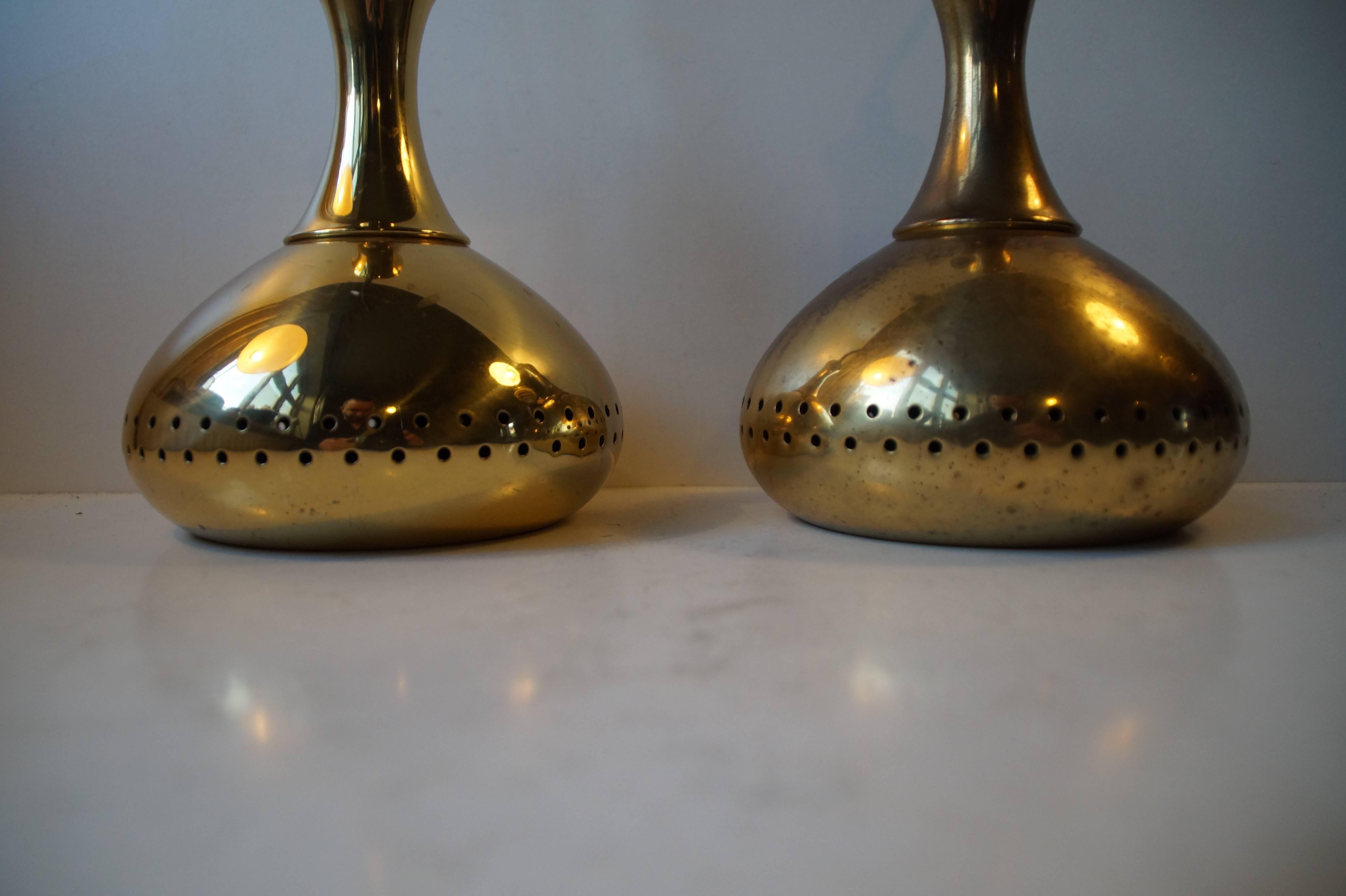 Mid-20th Century Pair of Brass 'Window' Pendant Lamps by Hans-Agne Jakobsson for Markaryd AB