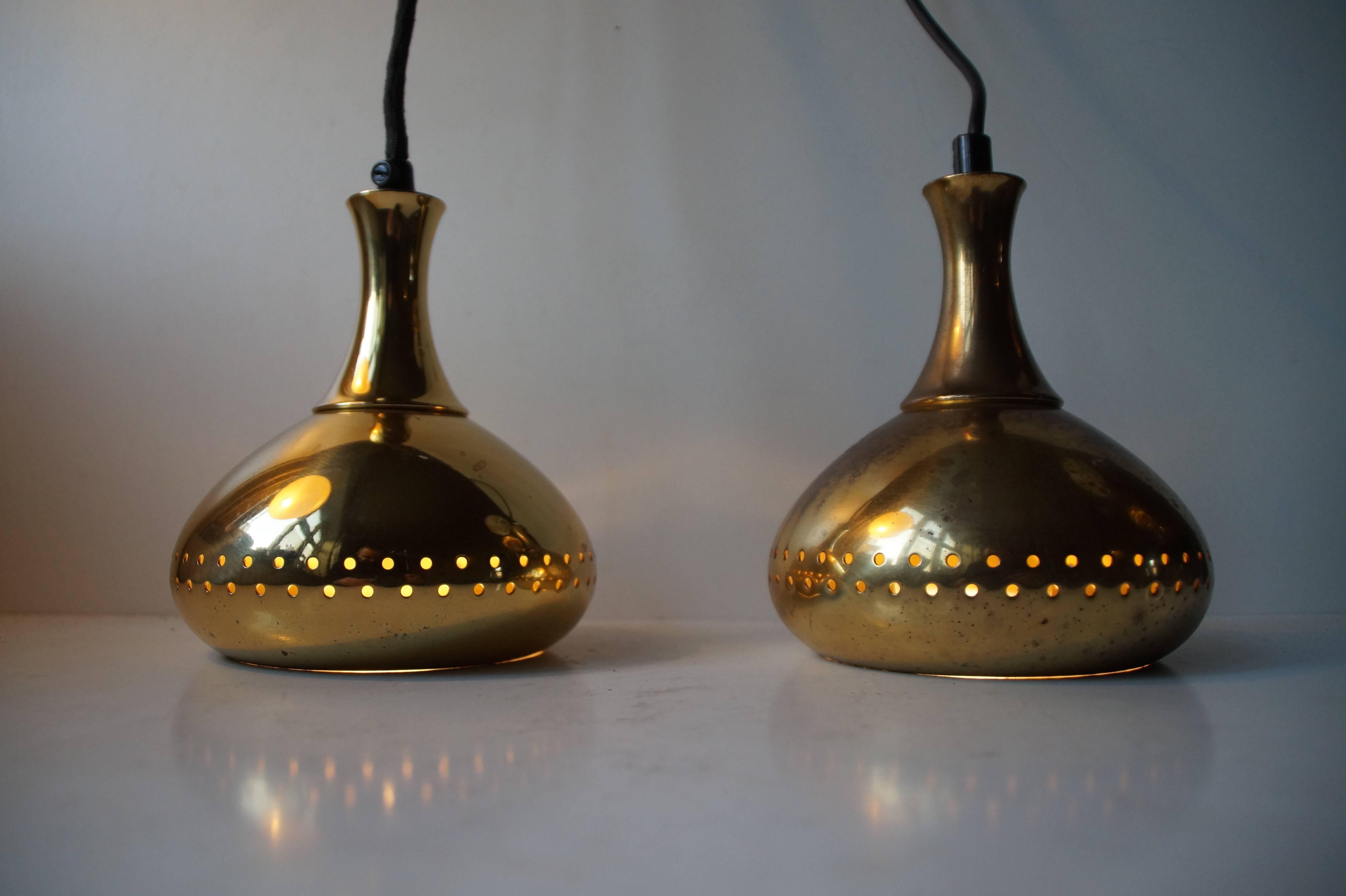Pair of Brass 'Window' Pendant Lamps by Hans-Agne Jakobsson for Markaryd AB 3