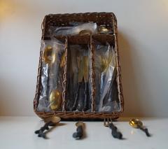 Rustic Vintage Indian 'Twig' Flatware Bronze Cutlery Service Set of 48 Pieces