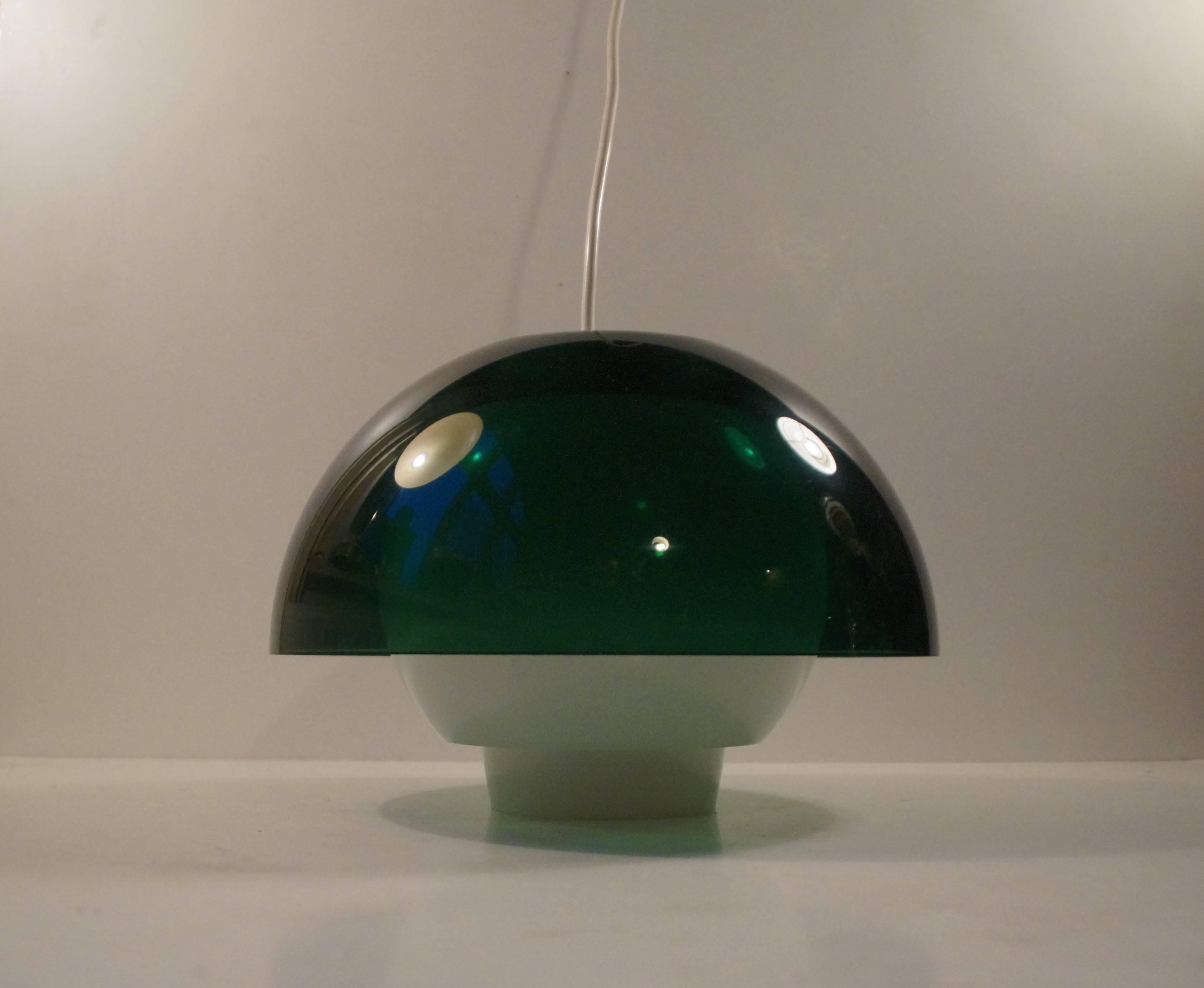 Danish 'Ergo' Green Plexiglass Pendant Lamp by Bent Karlby for A. Schroder Kemi, 1970s