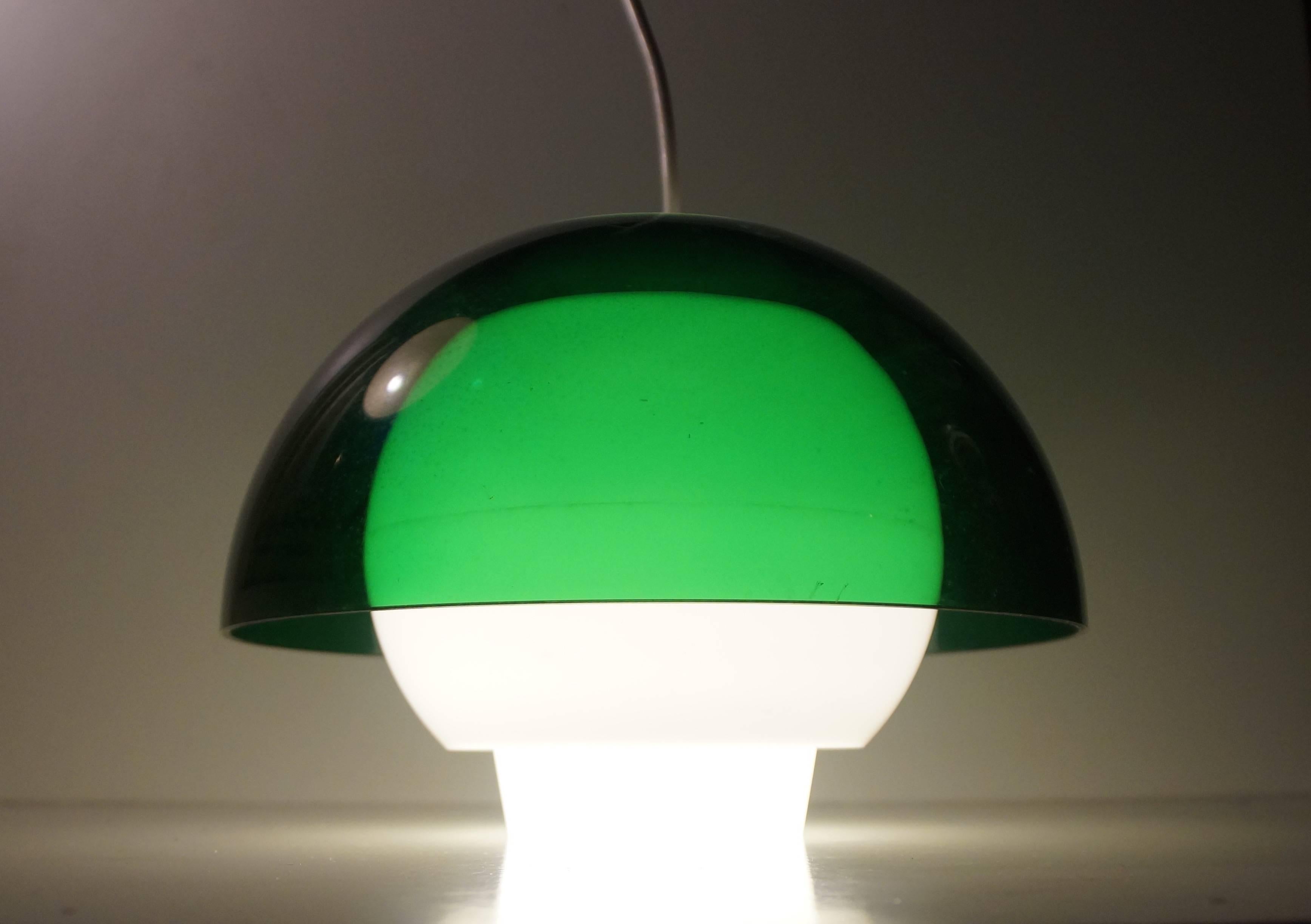 Mid-Century Modern 'Ergo' Green Plexiglass Pendant Lamp by Bent Karlby for A. Schroder Kemi, 1970s