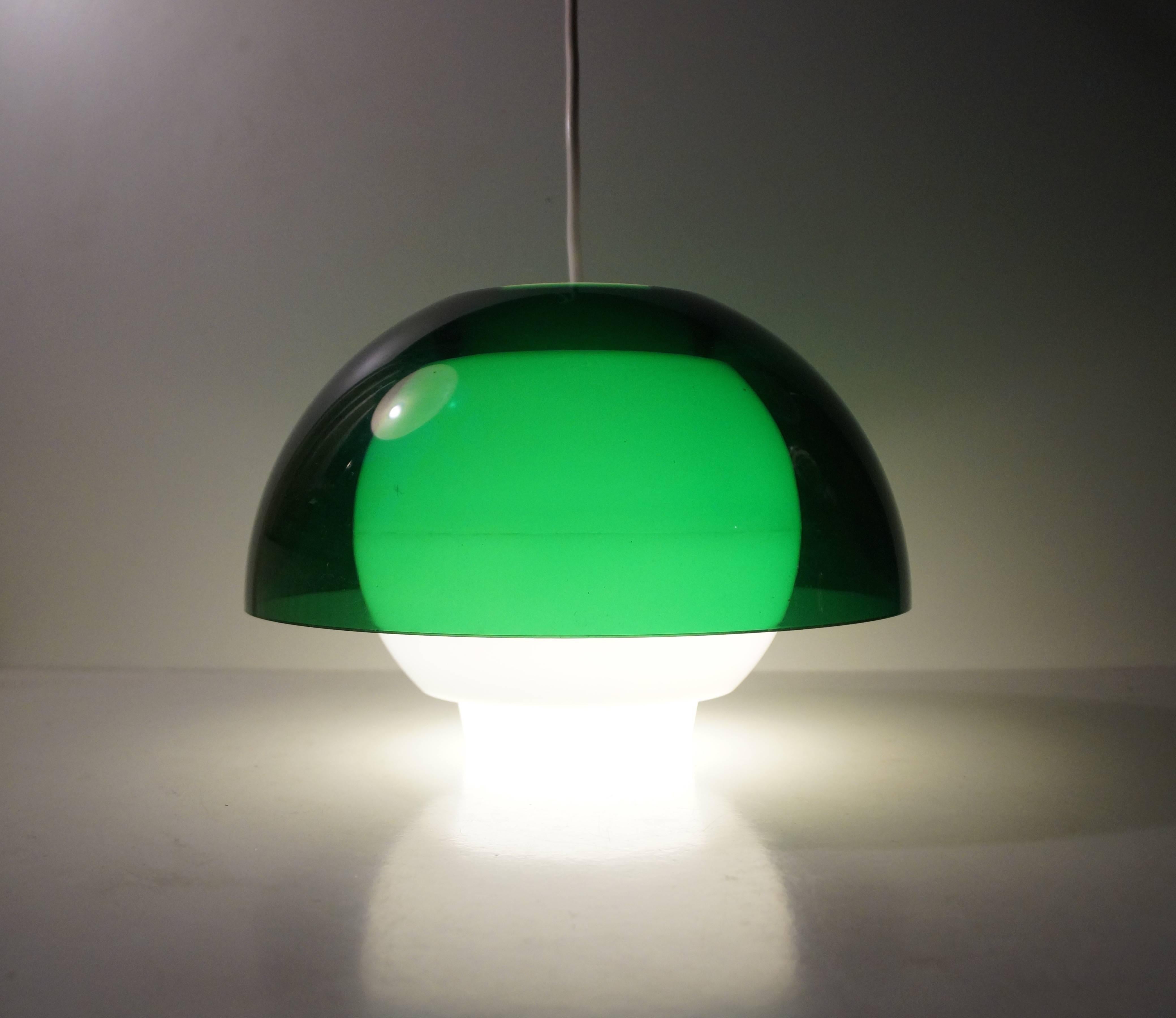 'Ergo' Green Plexiglass Pendant Lamp by Bent Karlby for A. Schroder Kemi, 1970s In Excellent Condition In Esbjerg, DK