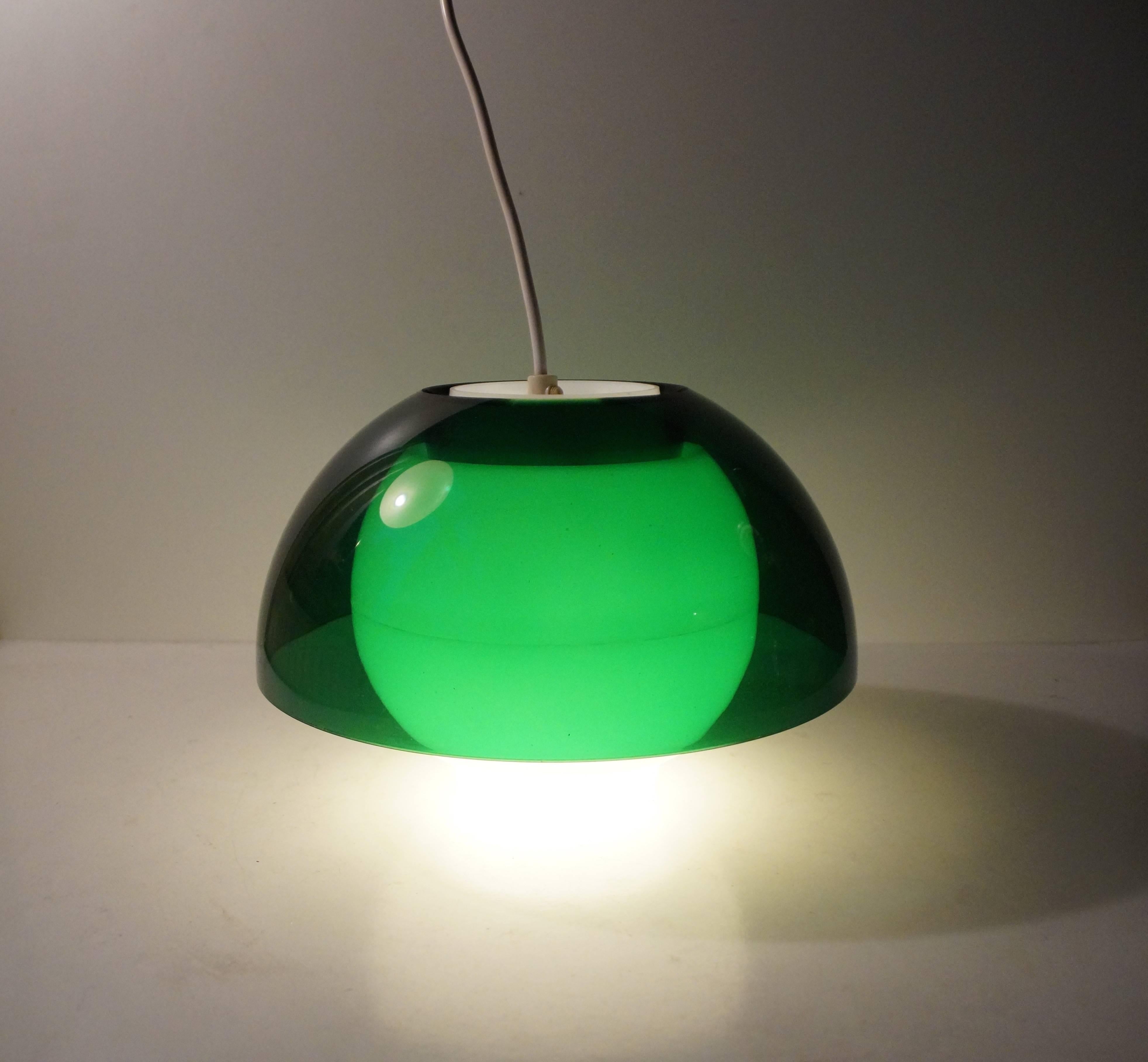 Late 20th Century 'Ergo' Green Plexiglass Pendant Lamp by Bent Karlby for A. Schroder Kemi, 1970s