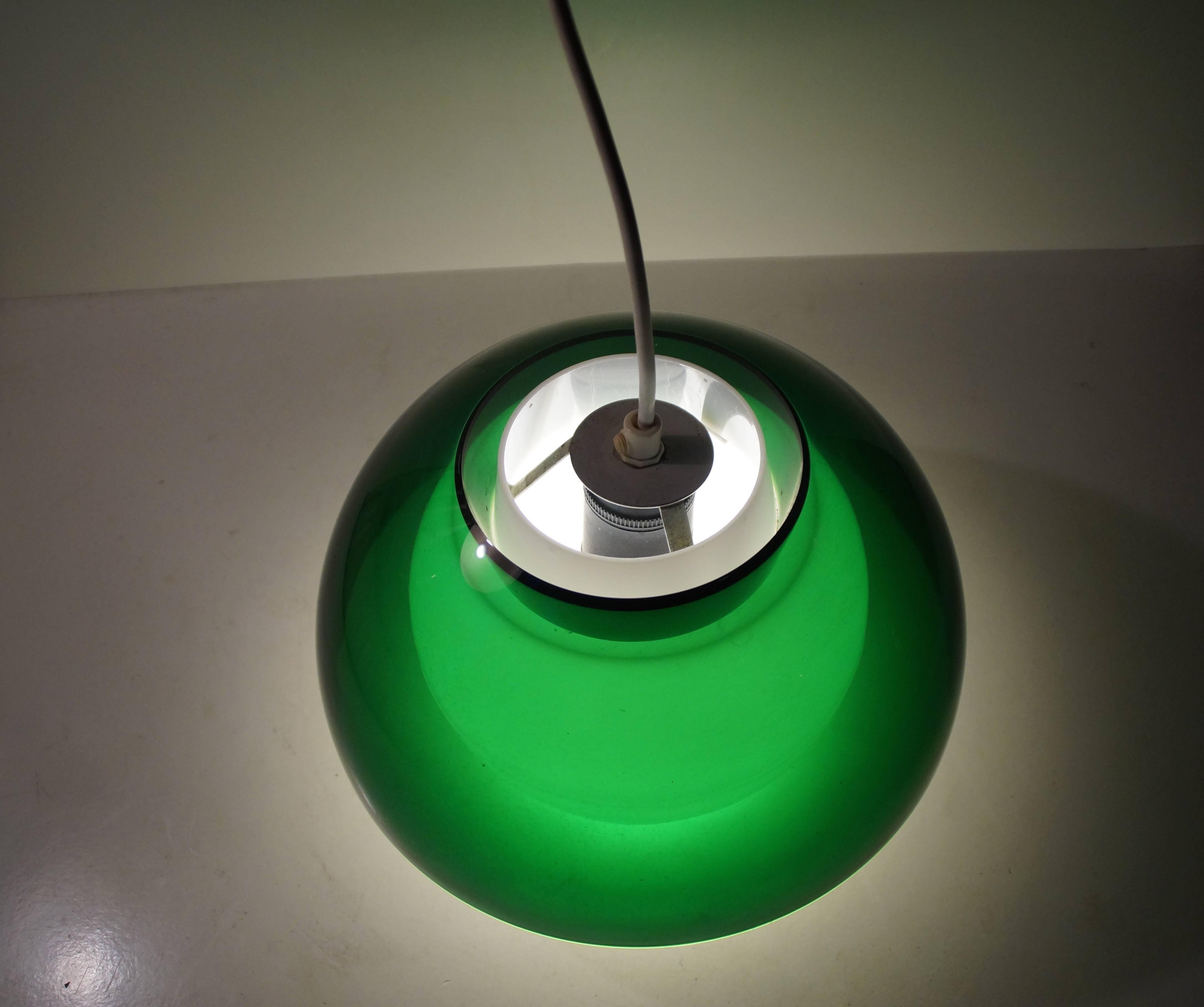 'Ergo' Green Plexiglass Pendant Lamp by Bent Karlby for A. Schroder Kemi, 1970s 1