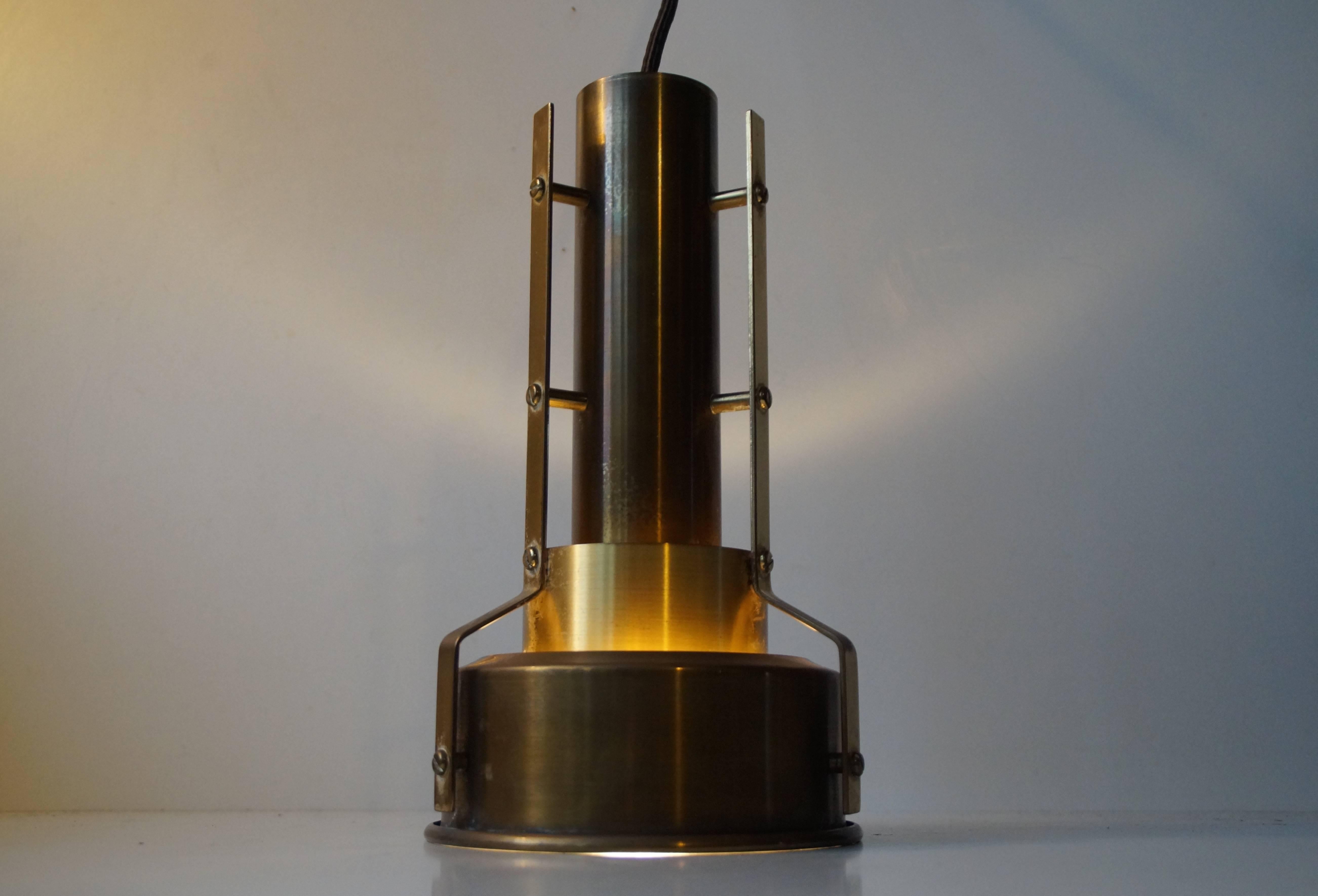 Beautifully made solid brass Pendant Lamp that embraces the Nautical Maritime Theme. Anonymous designer manufacturer. Made in Denmark in the late 1950s to early 1960s.
