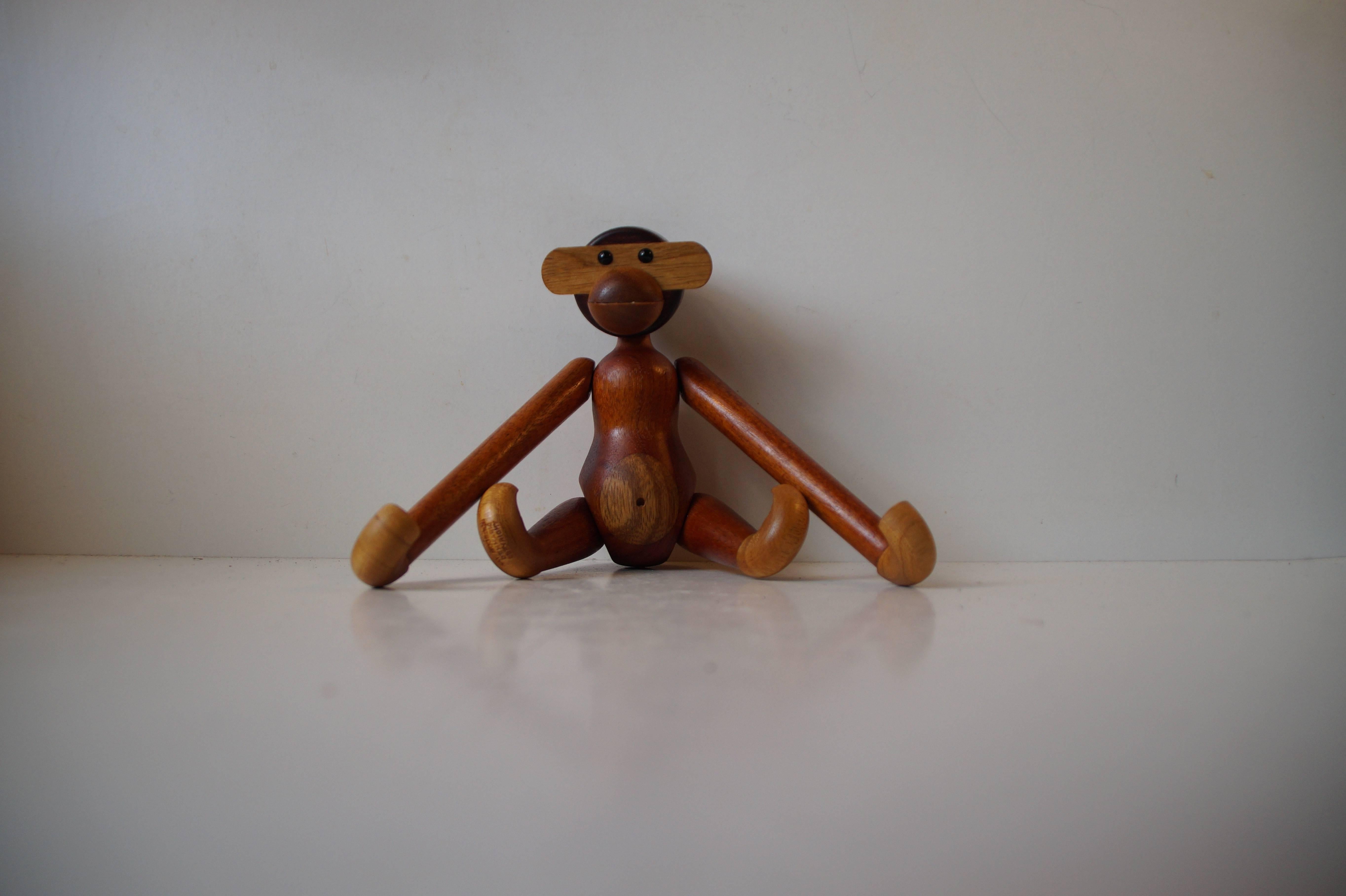Mid-Century Modern Vintage Monkey by Kay Bojesen, Denmark 1960s, Articulated Limbs and Rich Patina