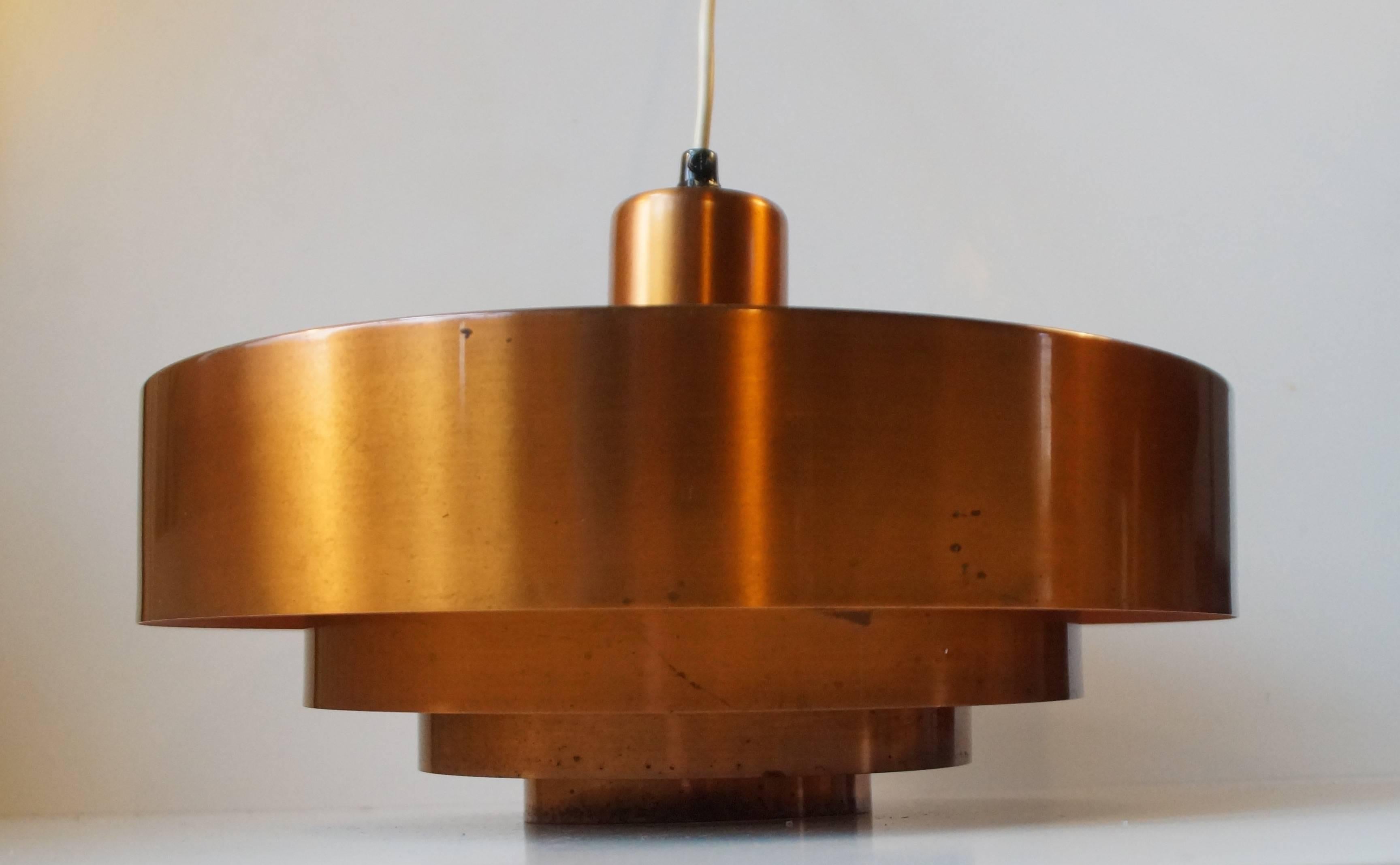 Mid-Century Modern Solid Copper Pendant Lamp 'Roulet', Jo Hammerborg for Fog & Mørup Denmark, 1963