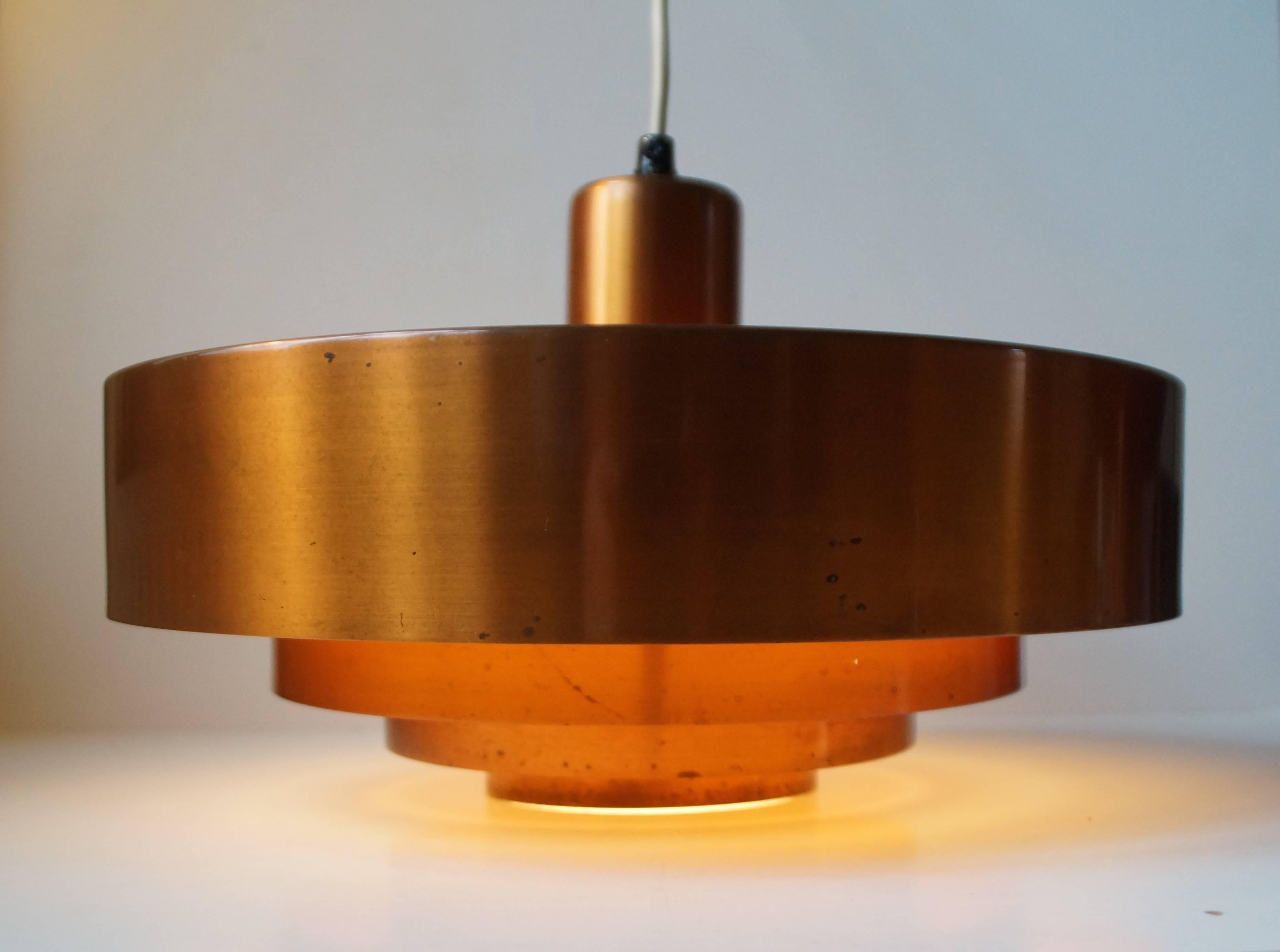 Danish Solid Copper Pendant Lamp 'Roulet', Jo Hammerborg for Fog & Mørup Denmark, 1963