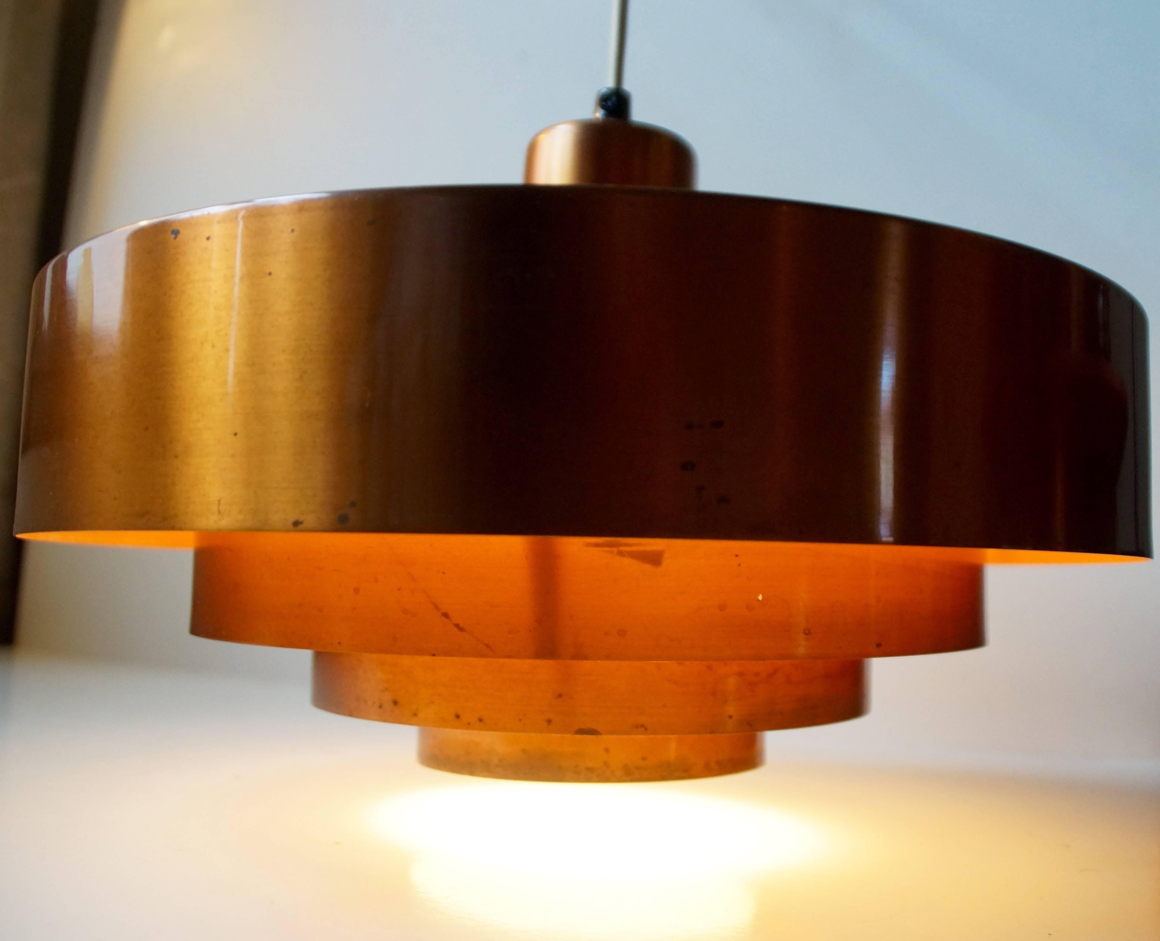 Solid Copper Pendant Lamp 'Roulet', Jo Hammerborg for Fog & Mørup Denmark, 1963 In Good Condition In Esbjerg, DK