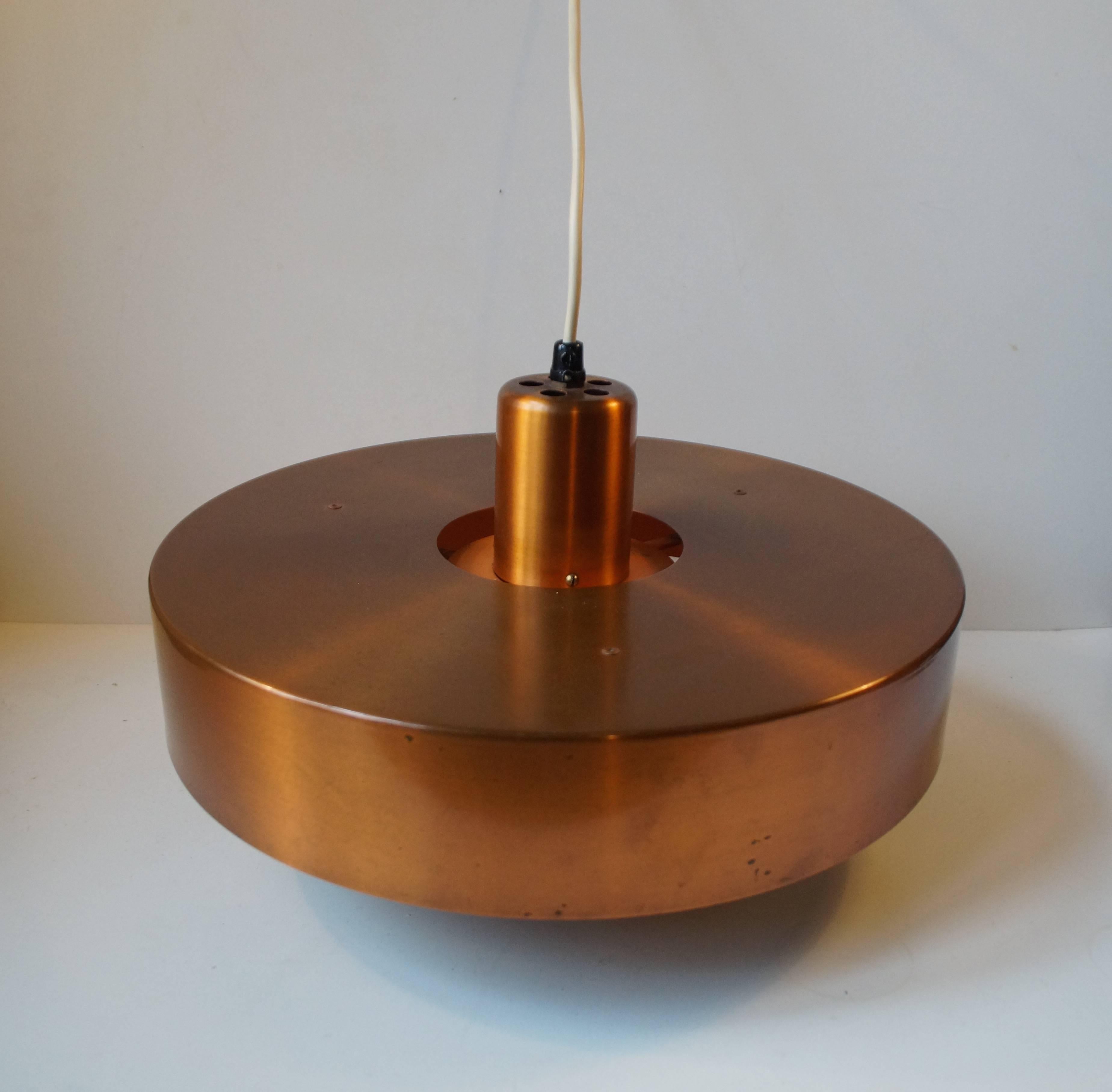 Mid-20th Century Solid Copper Pendant Lamp 'Roulet', Jo Hammerborg for Fog & Mørup Denmark, 1963