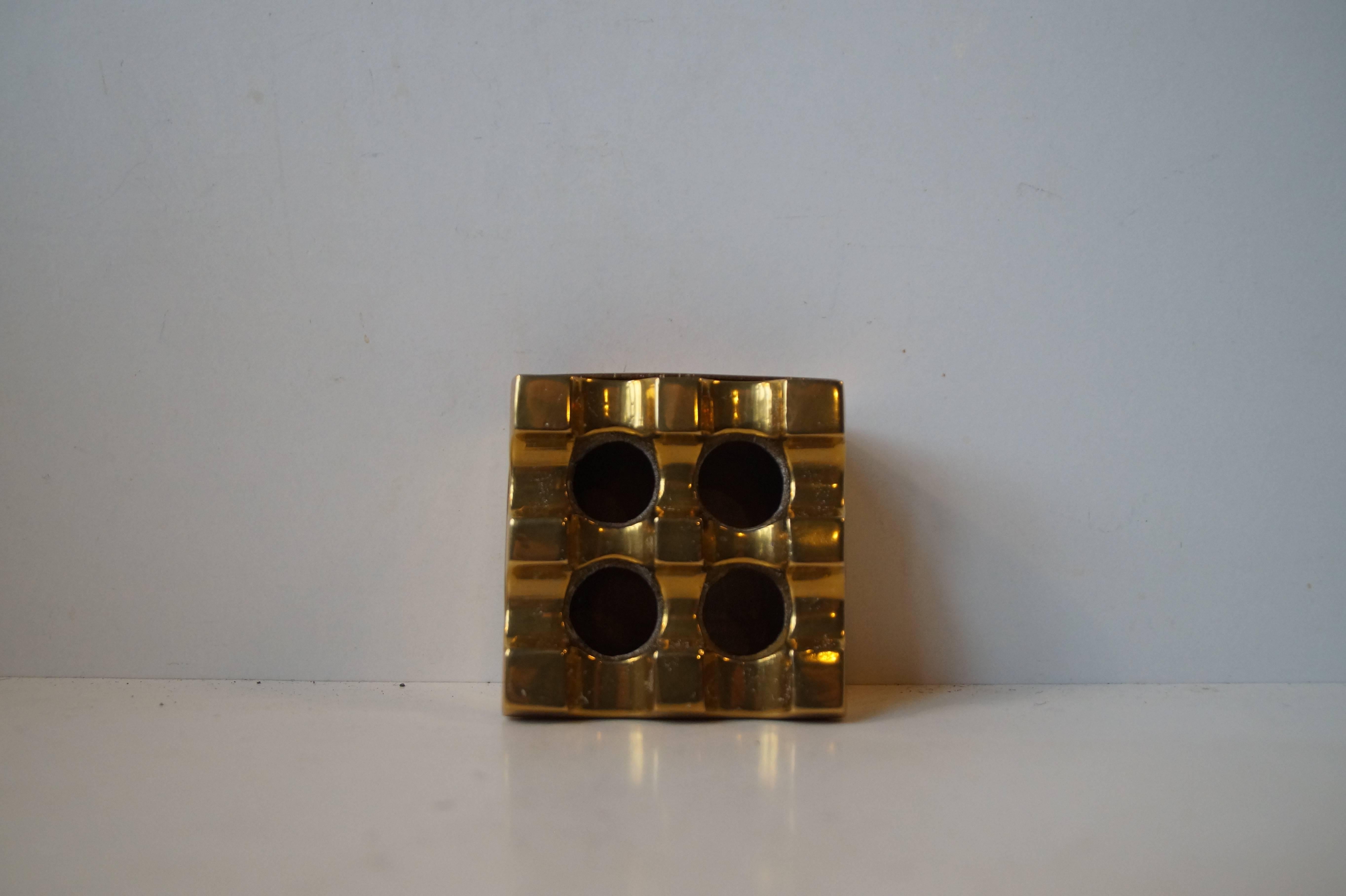 Swedish Cubist Brass Ashtray Designed by Bäckström & Ljungberg, Beck & Jung, Sweden