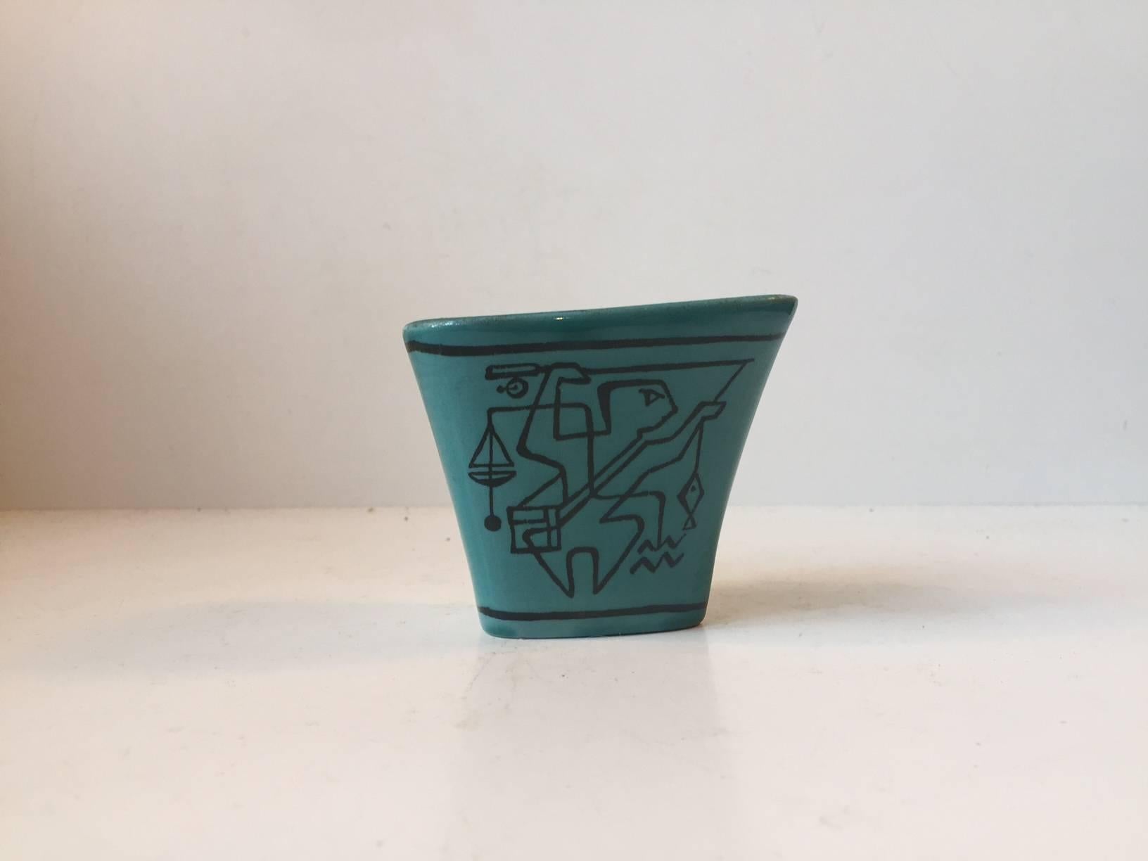 Mid-Century Modern Unique Fastasia Avant-Garde Ceramic Vase by Gunnar Nylund, Nymølle Denmark, 1964