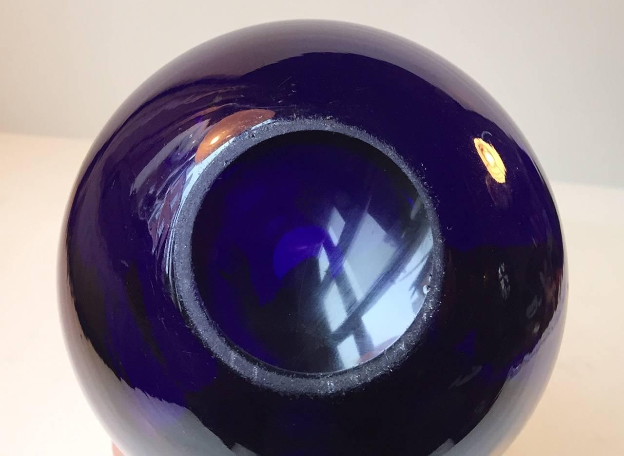 Mid-20th Century Drop Shaped Cobalt Blue Art Glass Vase, Per Lutken for Holmegaard, Denmark 1960