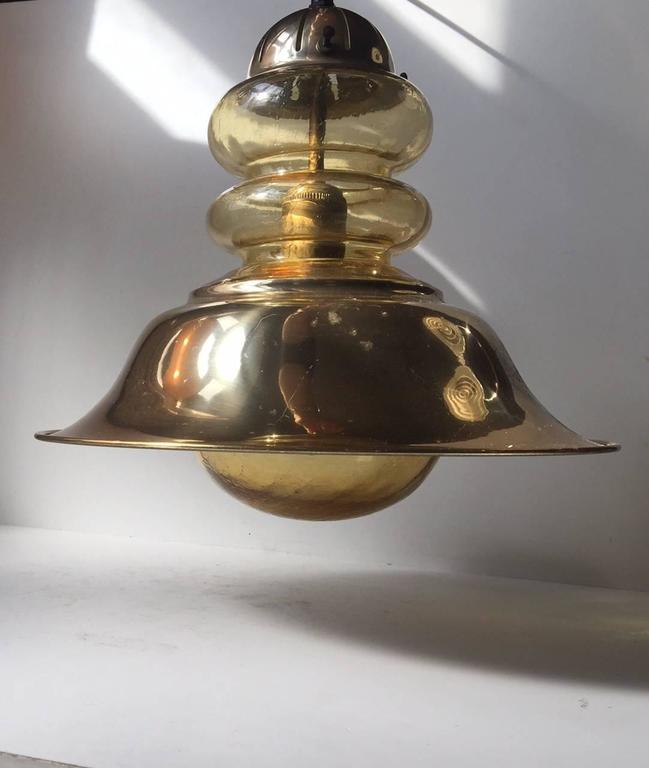 Nautical Mid Century Brass And Glass Ceiling Light By Vitrika Mid Century Modern Nautical Brass And Glass Ceiling Light By Vitrika
