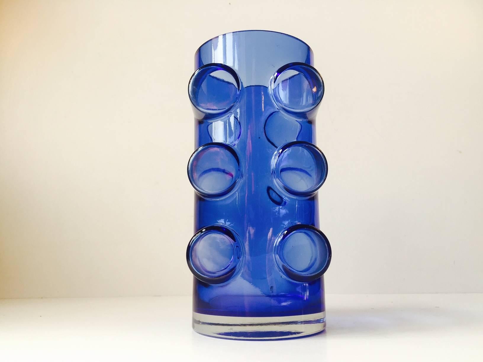 Mid-Century Modern 'Pablo' Modernist Blue Glass Vase by Erkkitapio Siiroinen, Riihimäen Lasi, 1970s