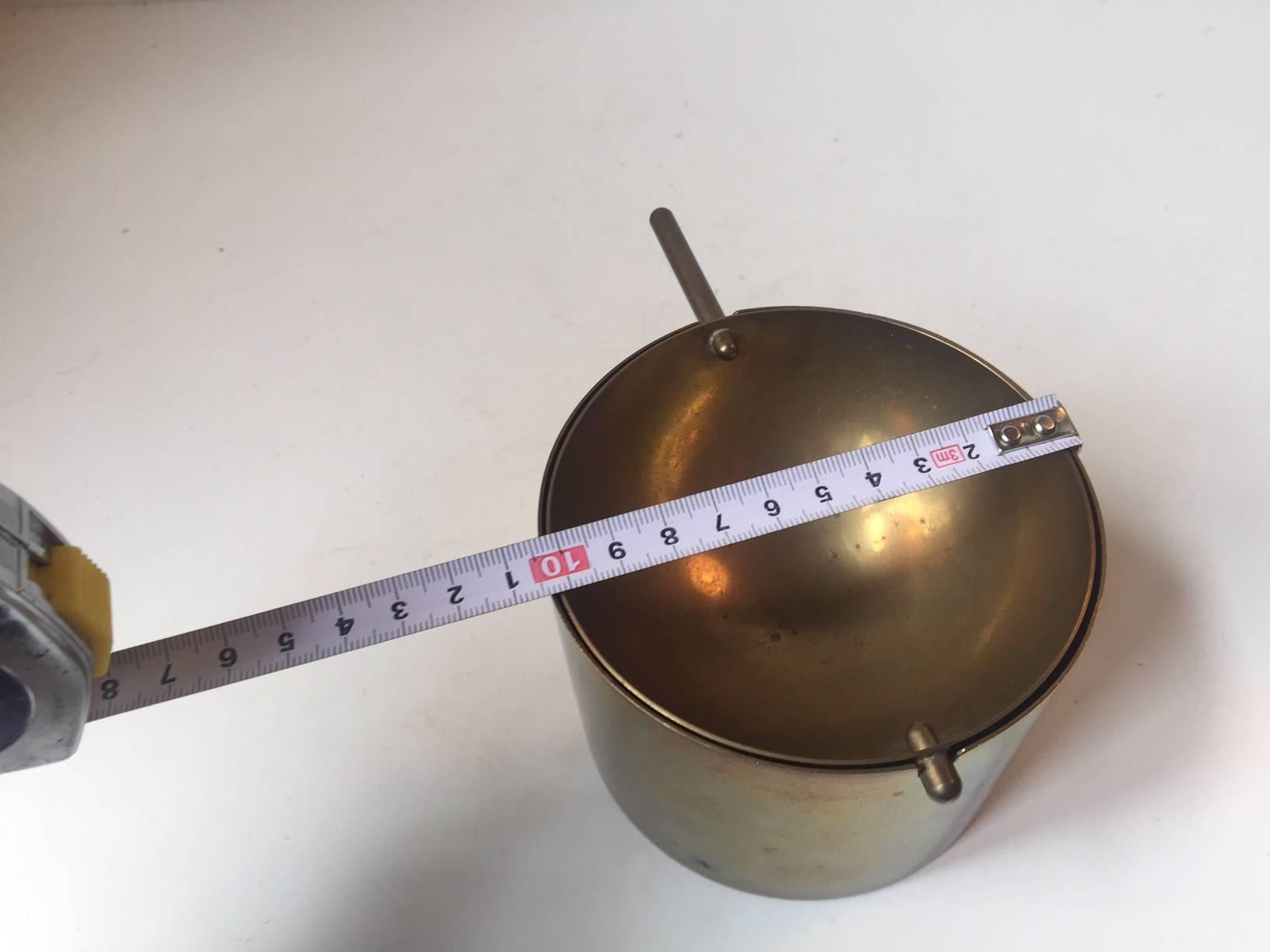 Rare Large Cylinda-Line Brass Cigar Ashtray by Arne Jacobsen for Stelton, 1960s In Excellent Condition In Esbjerg, DK