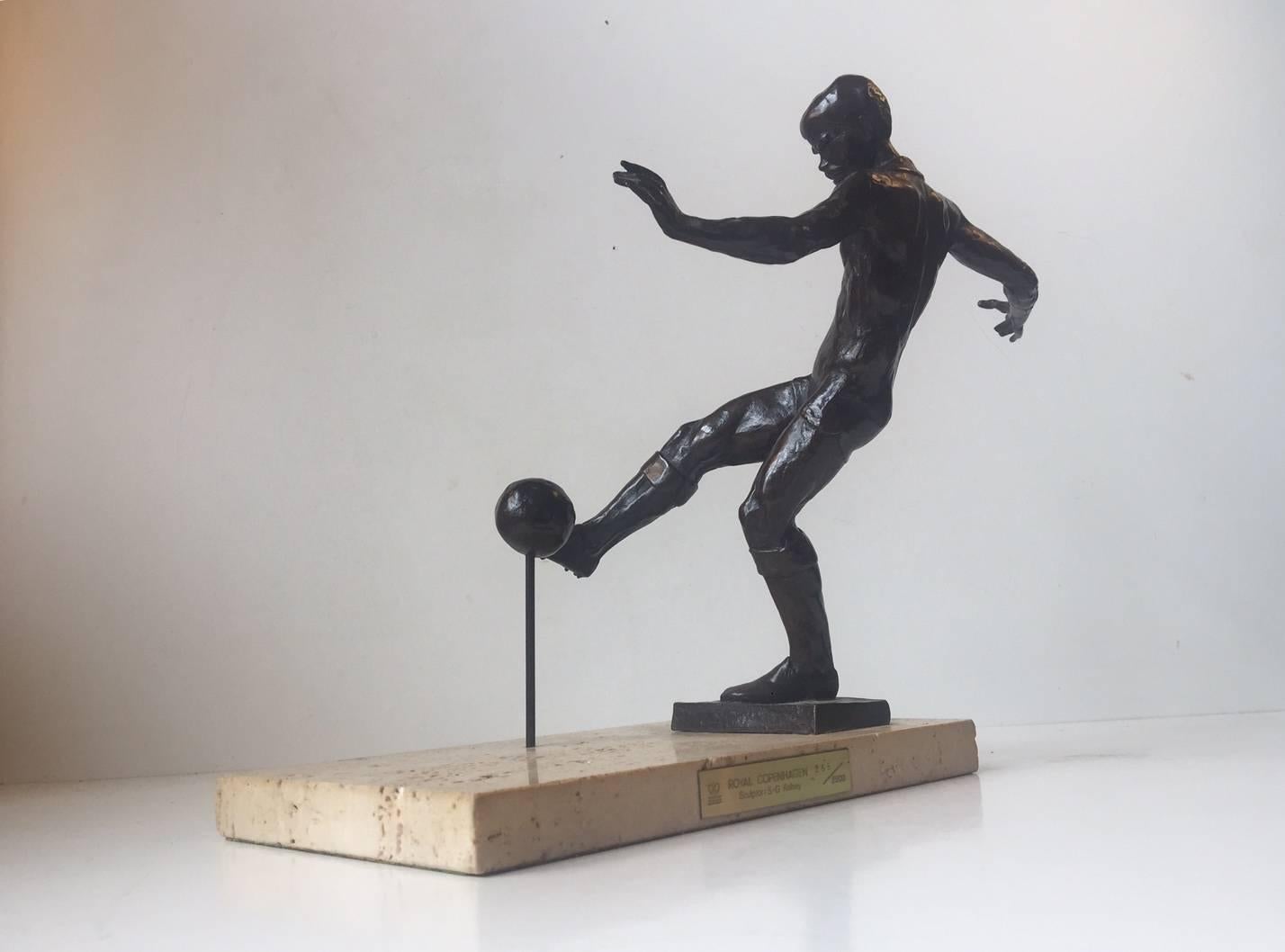Modernist Bronze Sculpture of Soccer Player by S. G. Kelsey Royal for Copenhagen 1