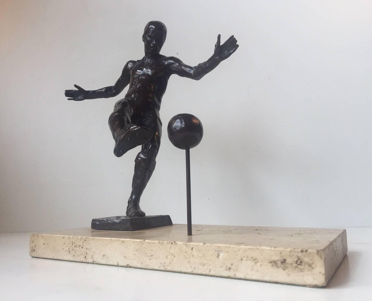 Late 20th Century Modernist Bronze Sculpture of Soccer Player by S. G. Kelsey Royal for Copenhagen