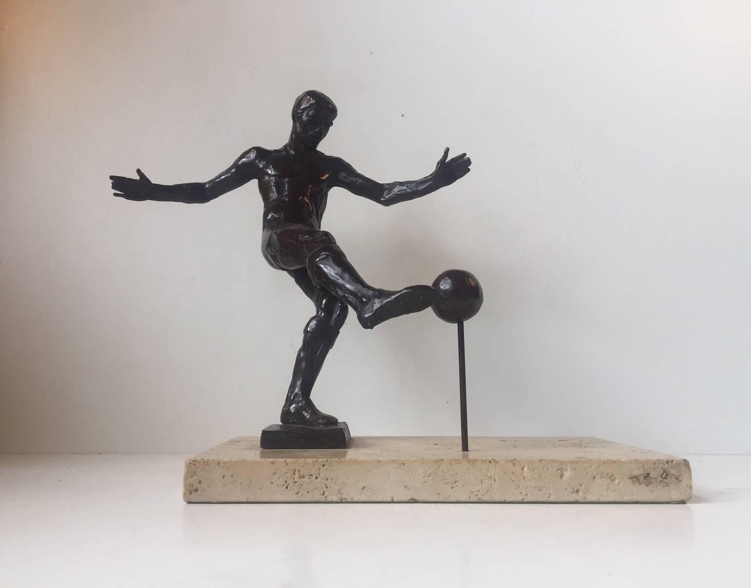 Modernist Bronze Sculpture of Soccer Player by S. G. Kelsey Royal for Copenhagen 3