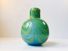 Italian Mint Blue and Green Murano Glass Vase by Carlo Moretti, 1970s