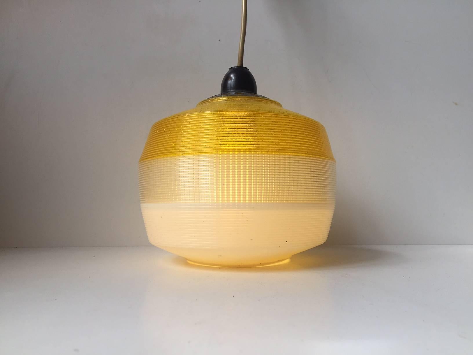 Mid-Century Modern Vintage French Tri-Color Modernist Pendant Lamp by Heifetz Rotaflex, 1960s