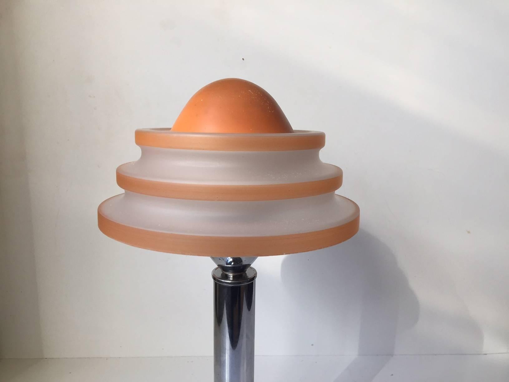 Steel Danish Art Deco Table Lamp 'Fried Egg' in Chrome & Glass, Fog & Morup, 1930s