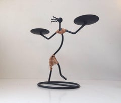 Dancing Danish Modernist String Ball Candleholder by Laurids Lonborg, 1970s