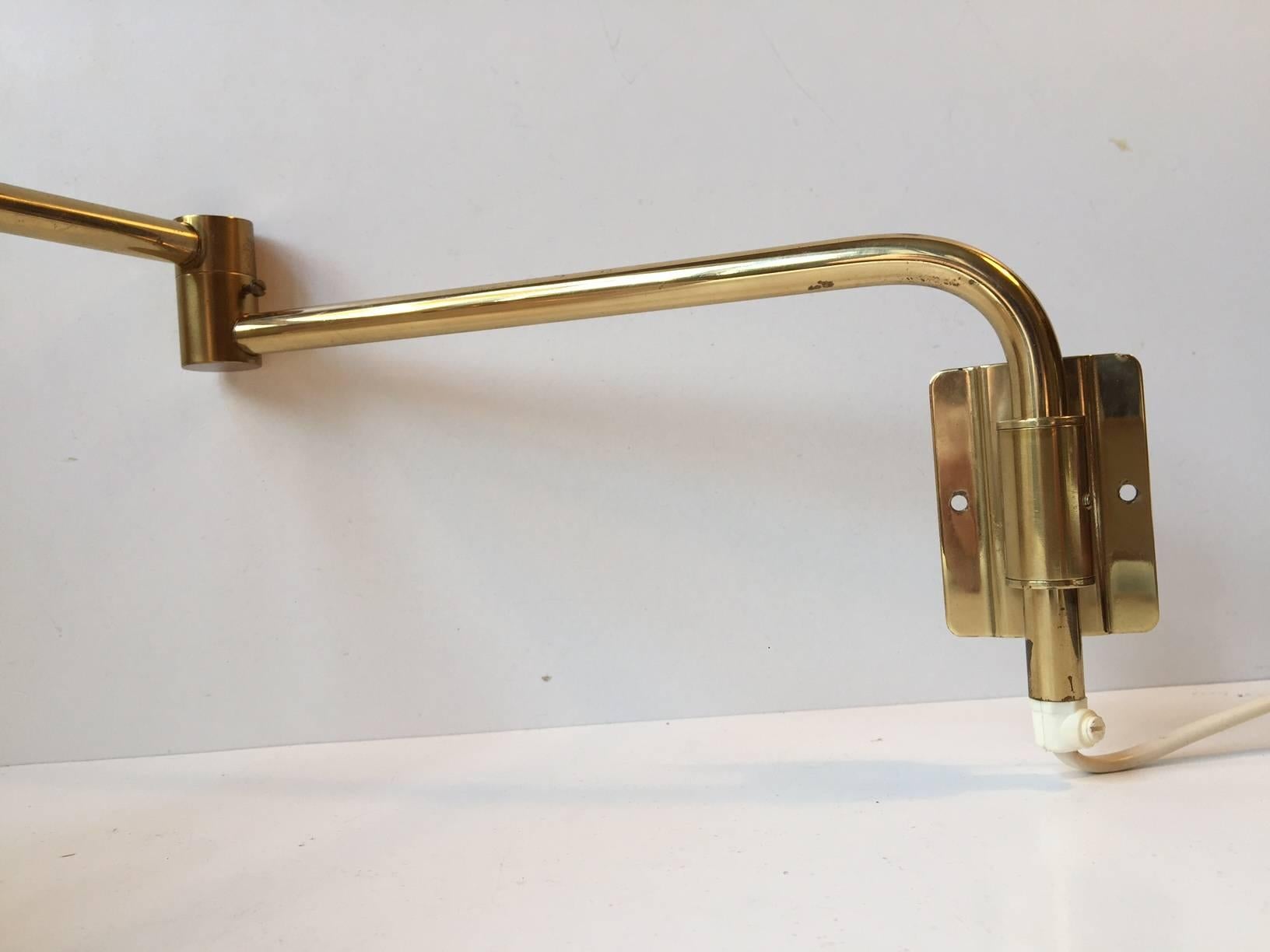 Mid-20th Century Articulated Danish Mid-Century Brass Wall Lamp by Bent Nordsted for LB, 1960s