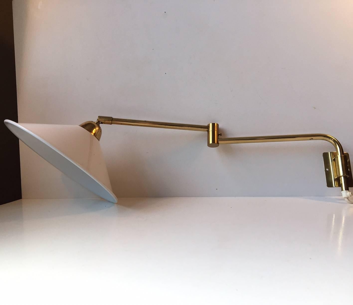 Mid-Century Modern Articulated Danish Mid-Century Brass Wall Lamp by Bent Nordsted for LB, 1960s