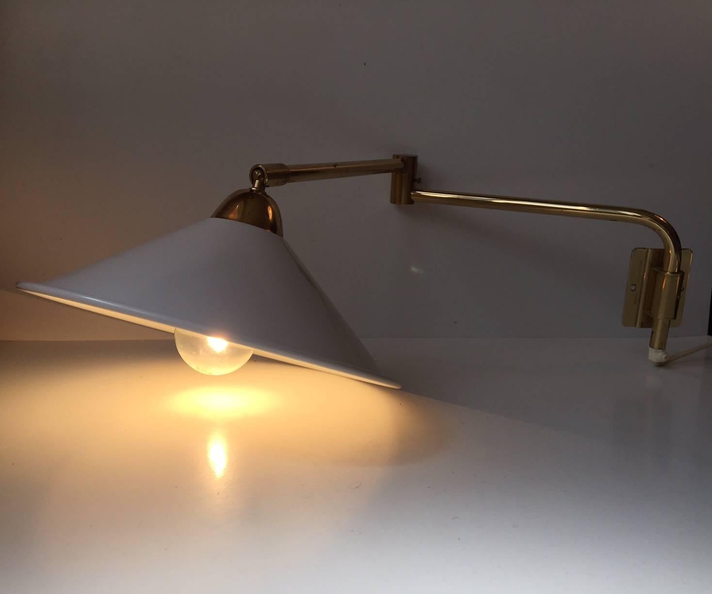 Articulated Danish Mid-Century Brass Wall Lamp by Bent Nordsted for LB, 1960s 1