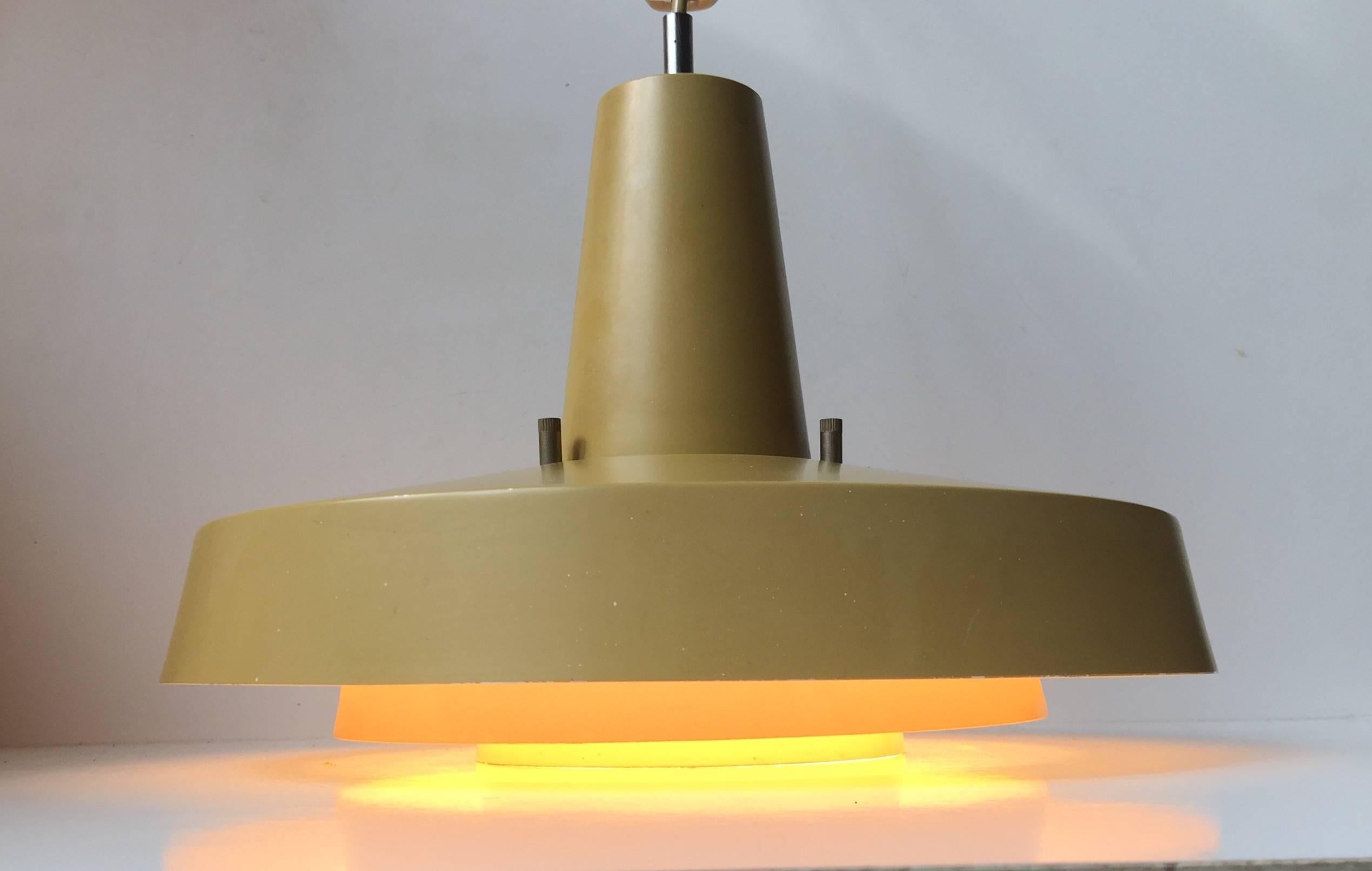 Aluminum Yellow Danish Mid-Century Pendant Lamp by Eva & Nils Koppel for Lyfa, 1960s