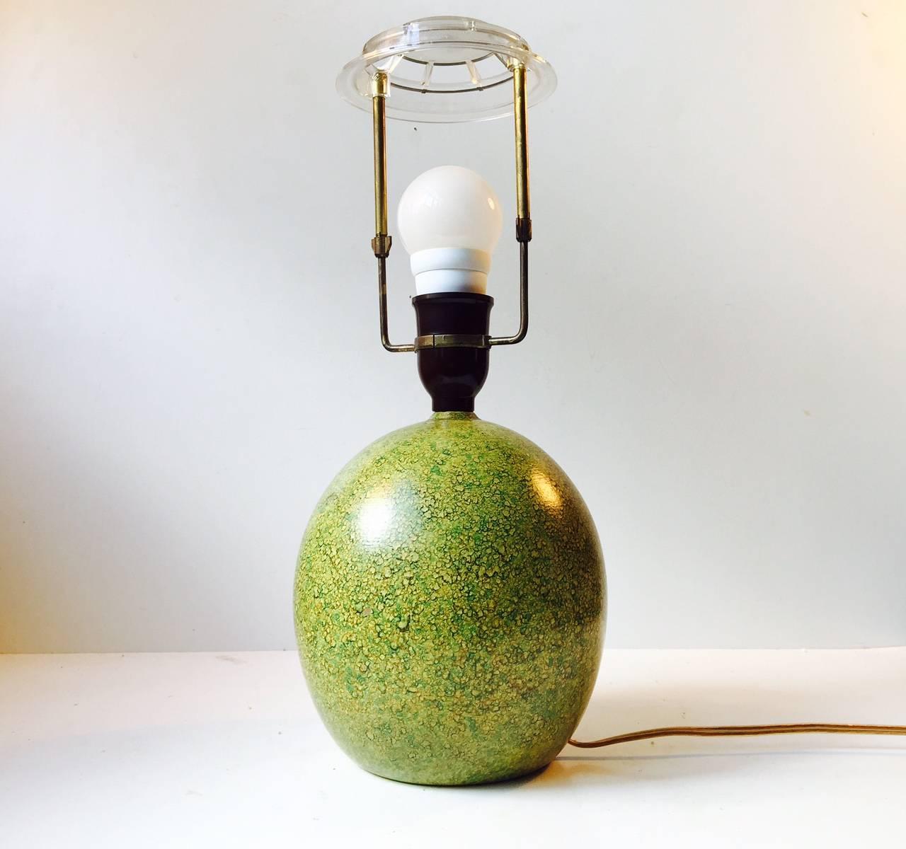 Art Deco Green French, 1920s Pottery Table Lamp in the Style Jean Besnard