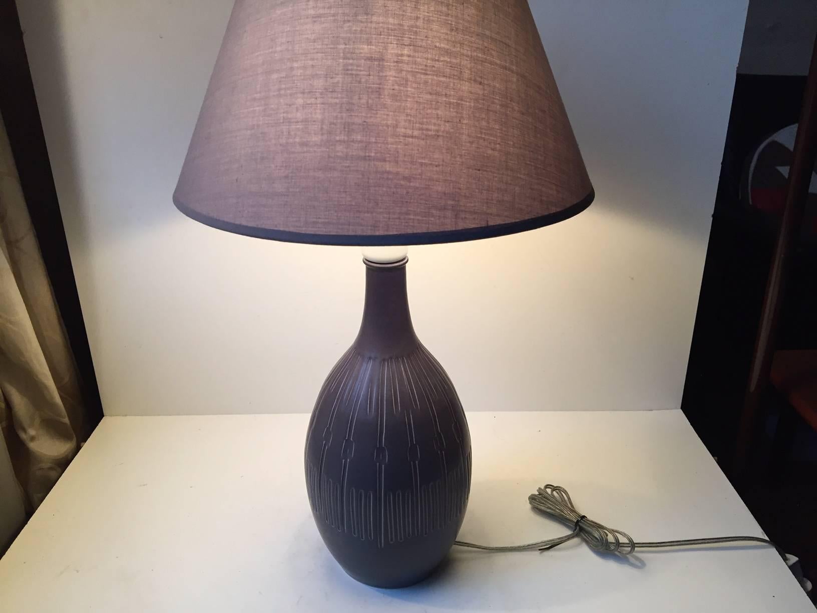 Large & Unique Danish Modernist Petrol Blue Stoneware Table Lamp by Soholm 1970s In Excellent Condition In Esbjerg, DK