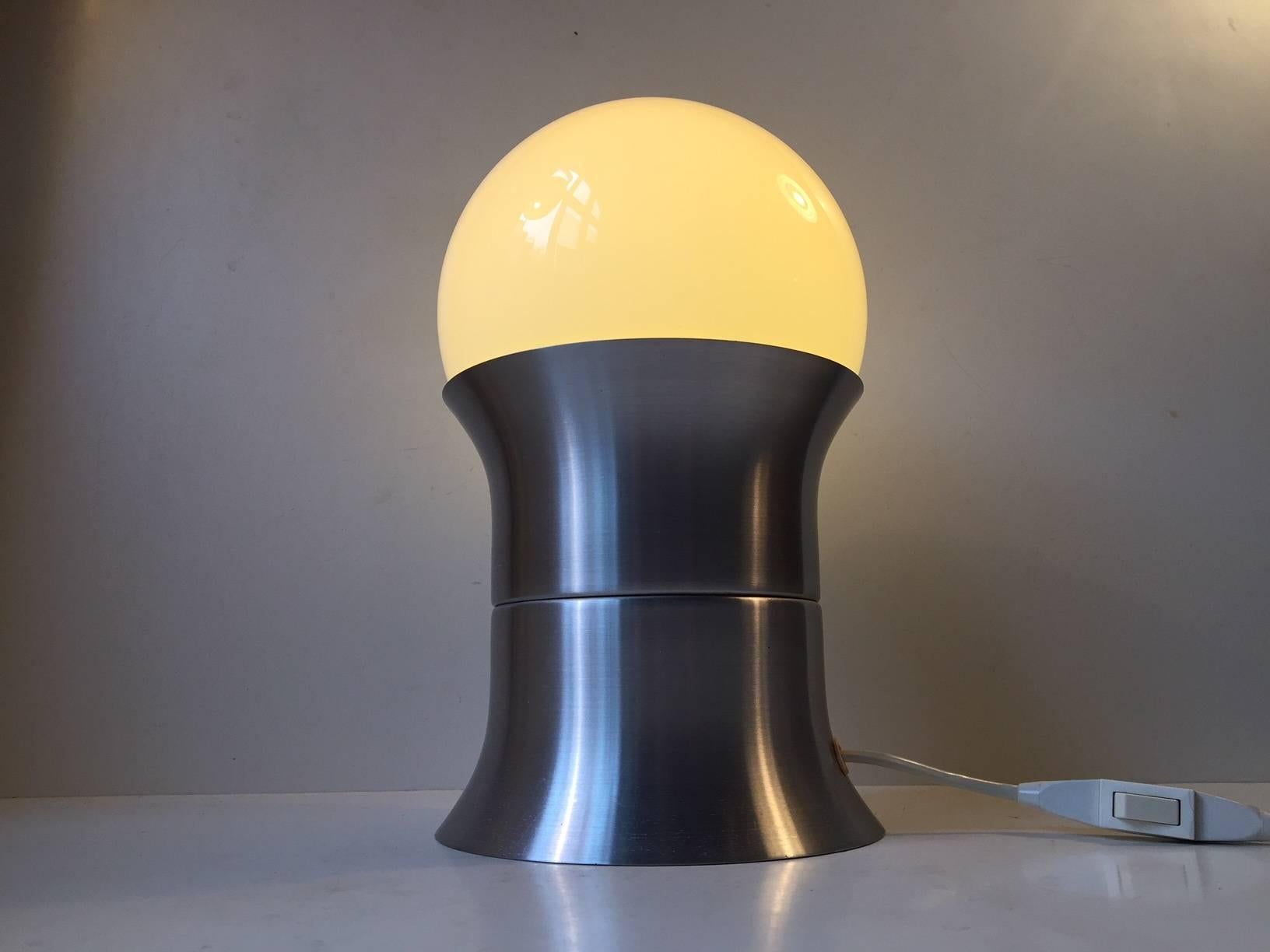 Space Age Danish Midcentury Table Lamp with Opaline Sphere by Sidse Werner, Fog & Mørup